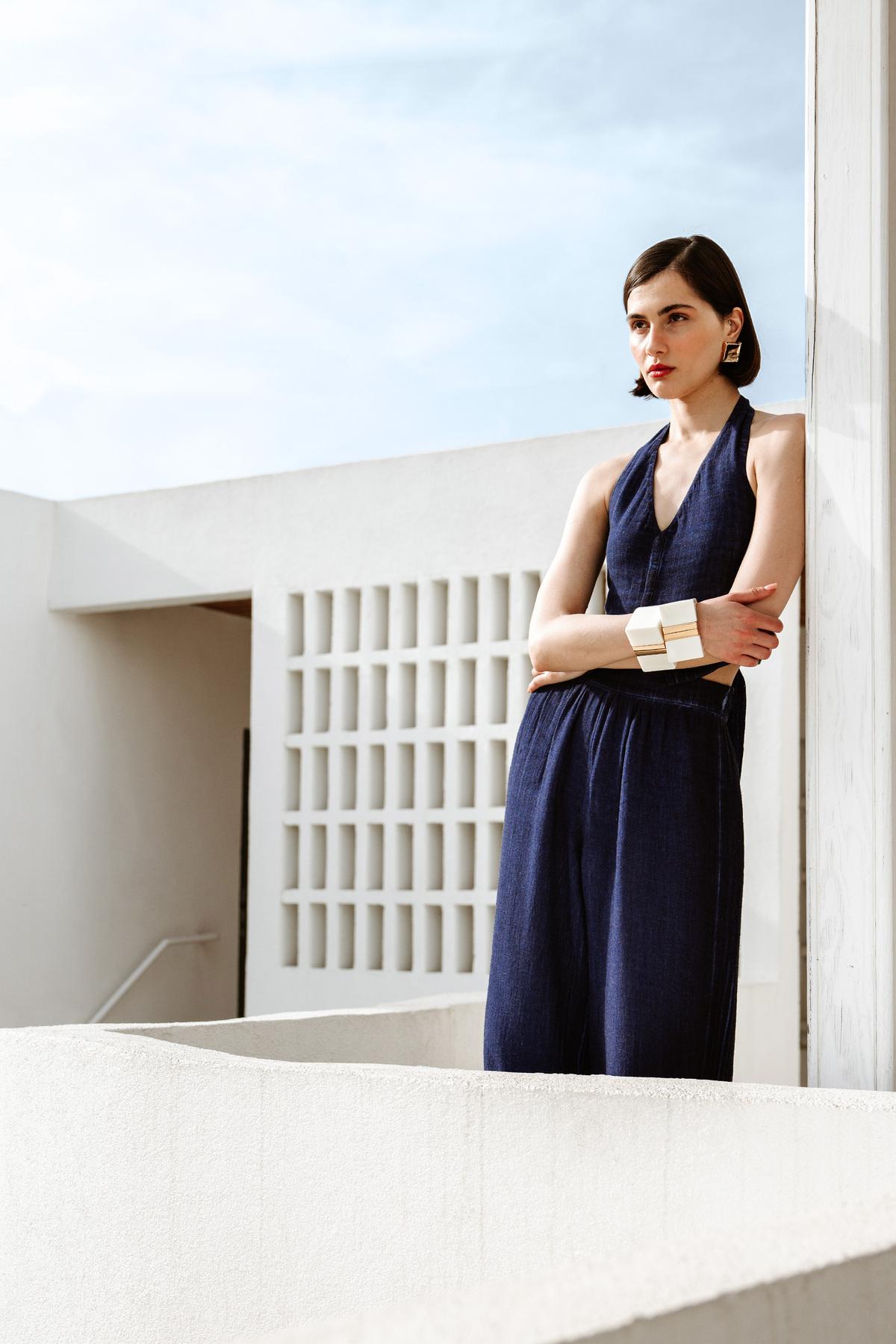 İKİKIZ Keten Navy Yelek Kadın Renkli