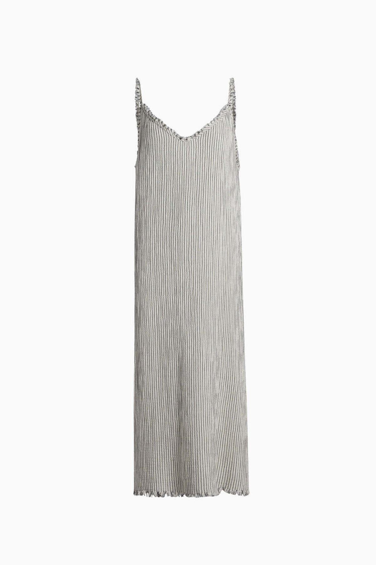 İKİKIZ Crinkle Çizgili İp Askılı Elbise Kadın Renkli