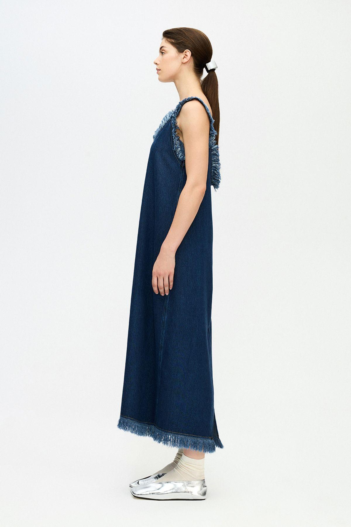 İKİKIZ Denim Askılı Elbise Kadın Renkli