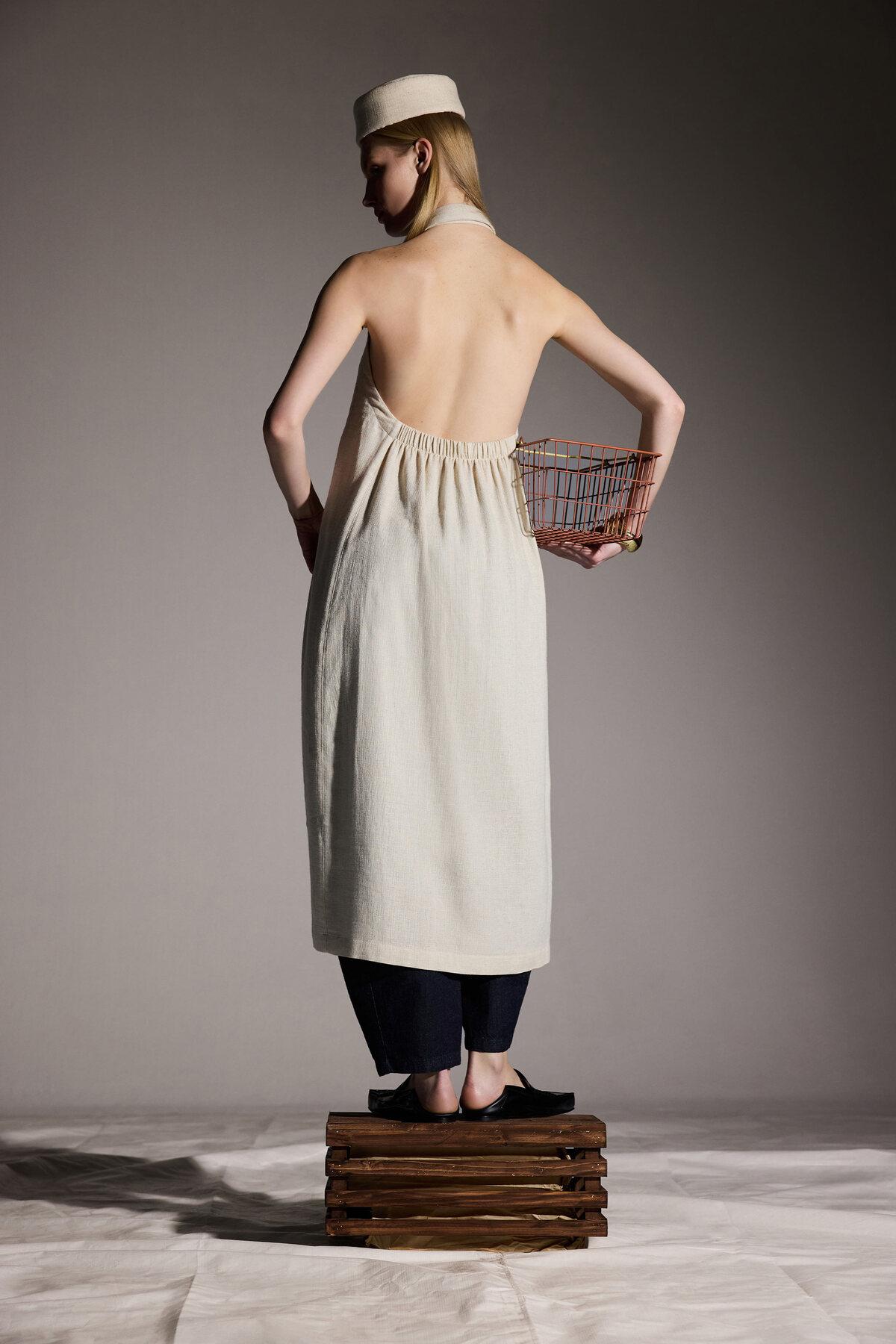 İKİKIZ Natürel Keten Gömlek Elbise Kadın Naturel