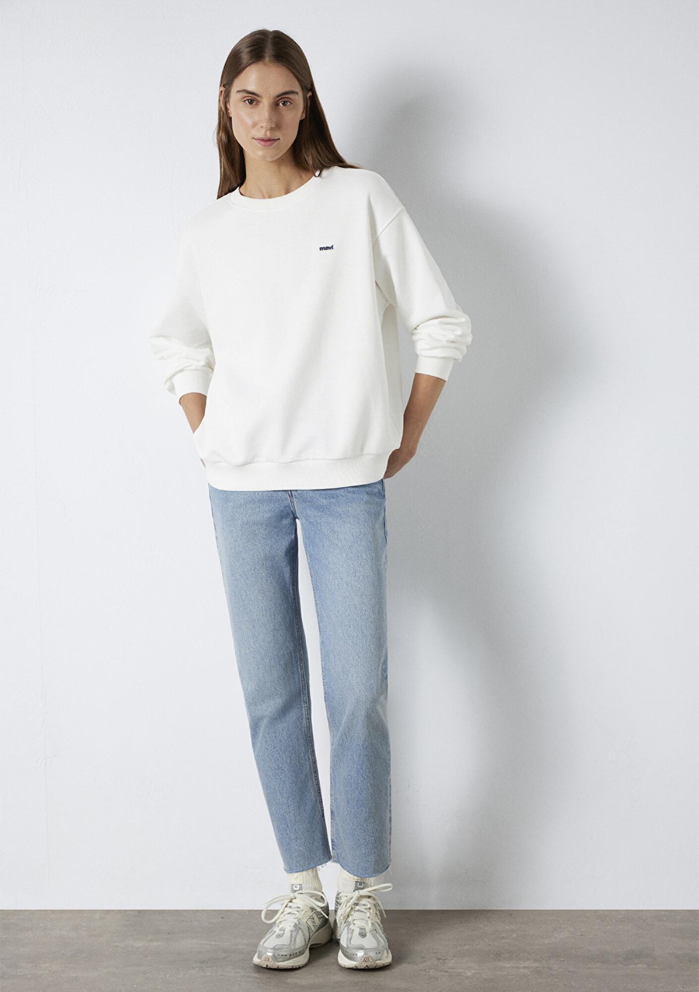 Mavi Mavi Nakışlı Ekru Sweatshirt 1S10366-70057