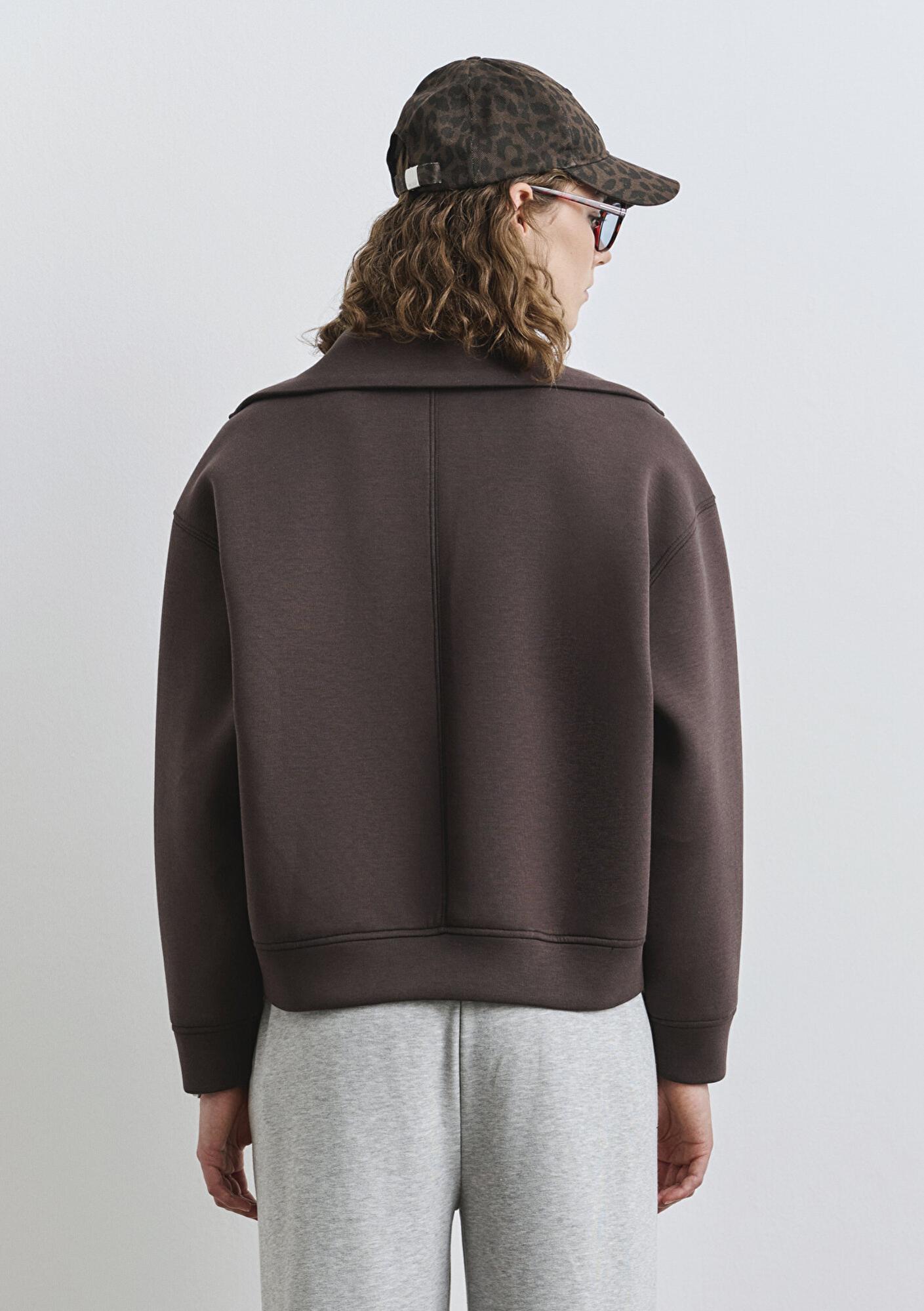 Mavi Sporty Lux Fermuarlı Kahverengi Sweatshirt 1S10295-70236