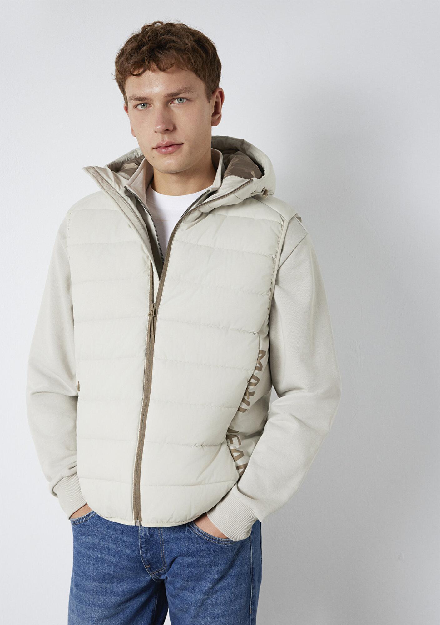 Mavi Mavi Jeans Detaylı Kapüşonlu Ekru Şişme Yelek Regular Fit / Normal Kesim 0110554-70144