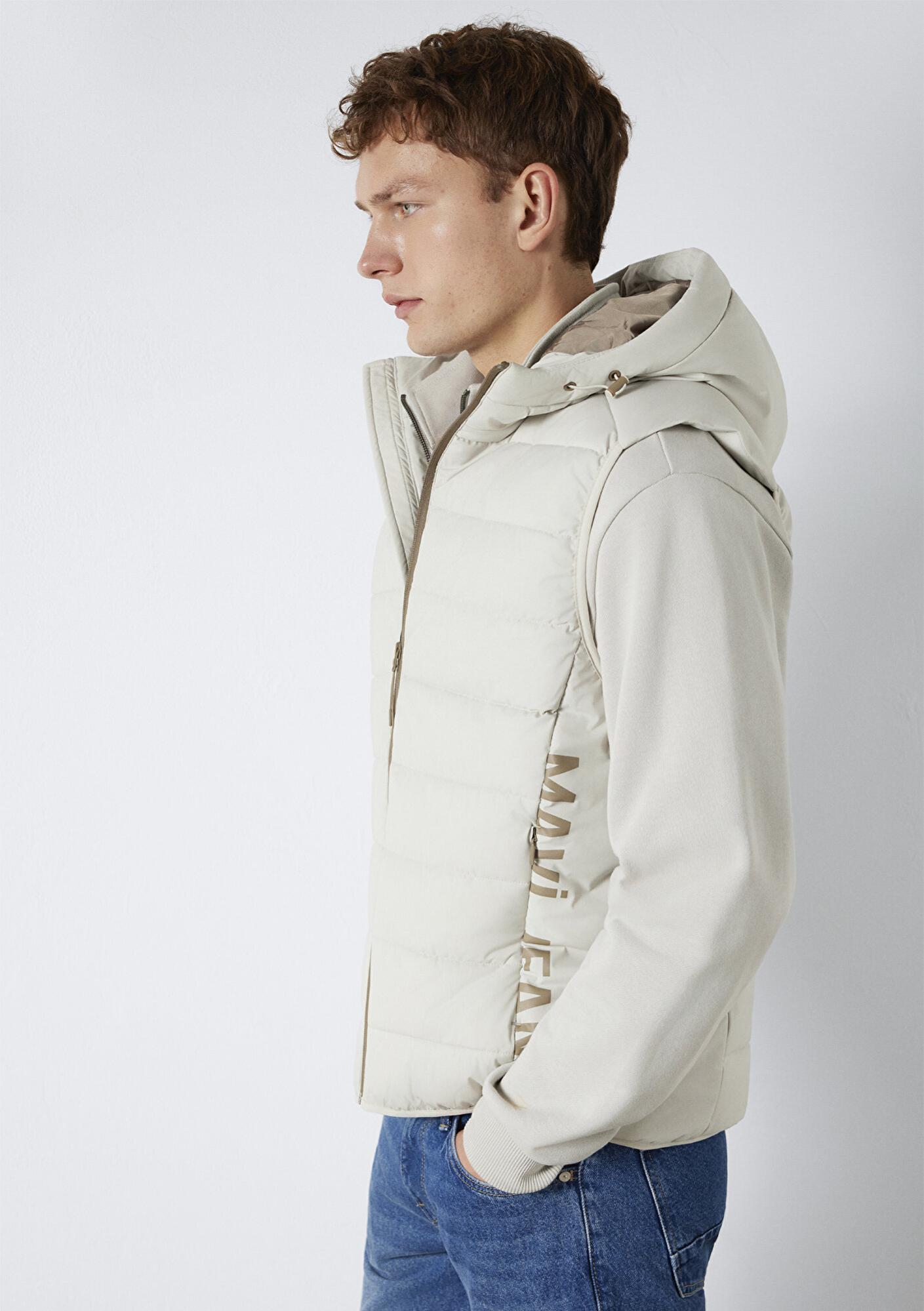 Mavi Mavi Jeans Detaylı Kapüşonlu Ekru Şişme Yelek Regular Fit / Normal Kesim 0110554-70144