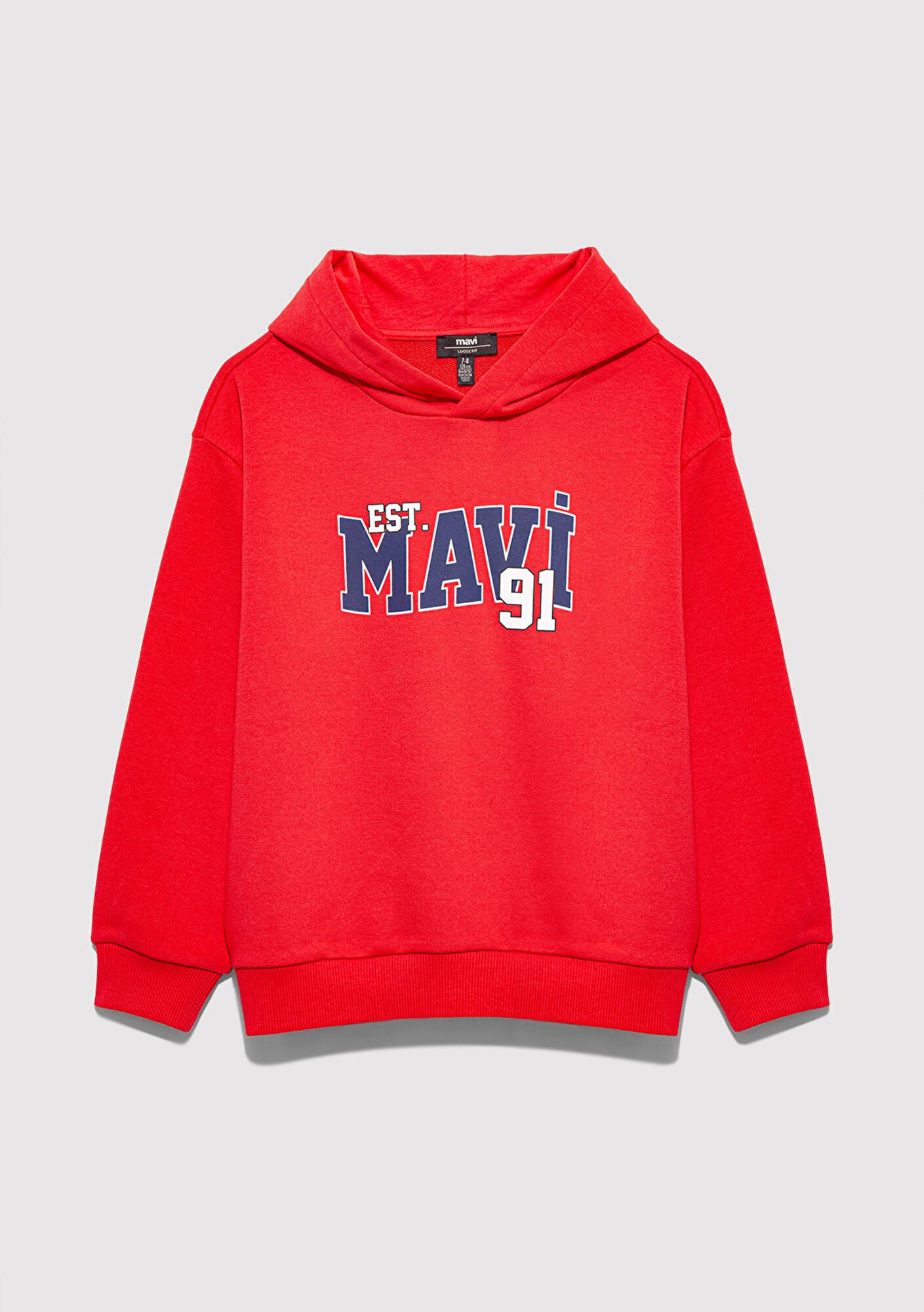 Mavi Mavi Baskılı Kırmızı Sweatshirt 6S10139-70478