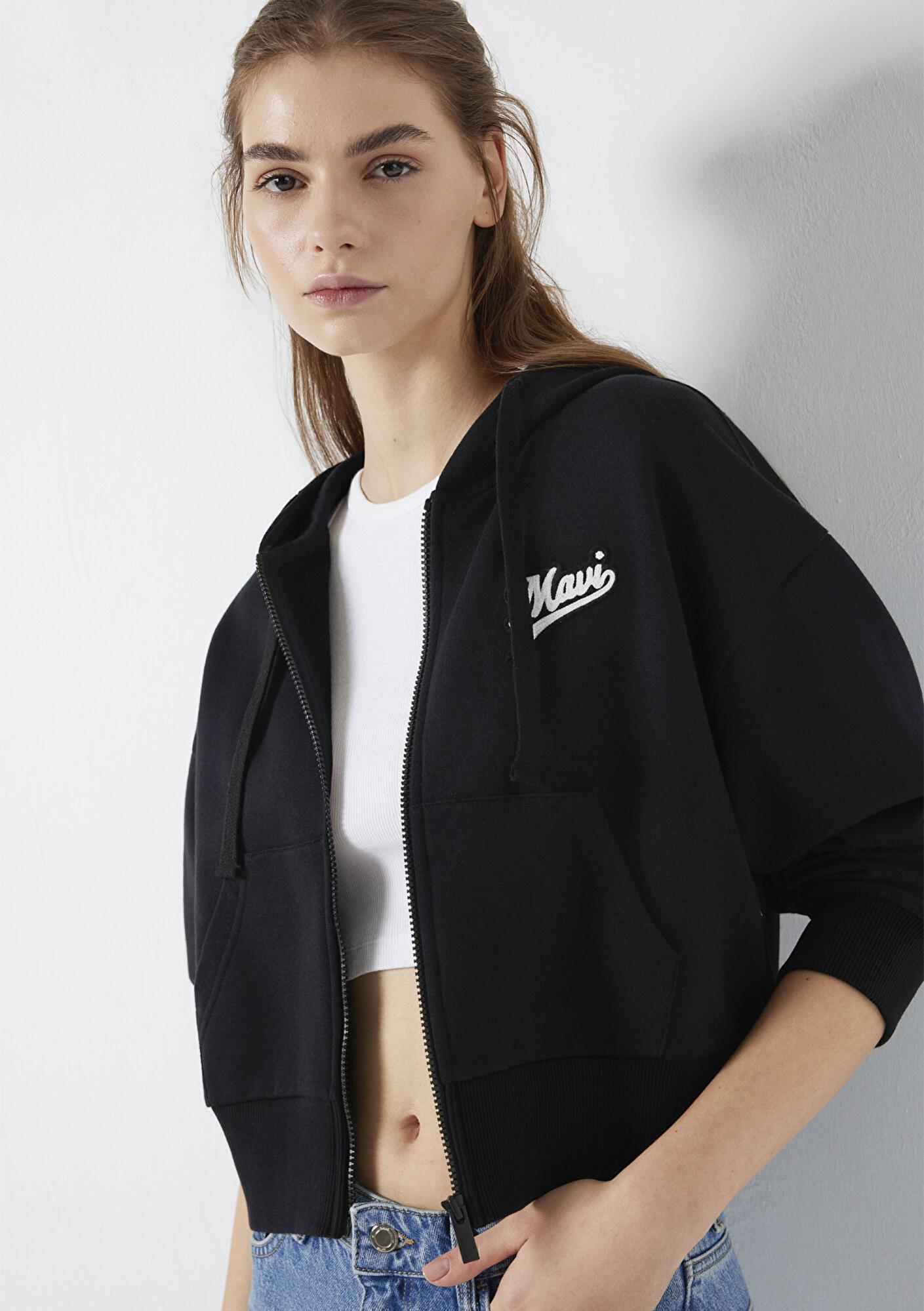 Mavi Mavi Logo Baskılı Kapüşonlu Siyah Sweatshirt 1S10486-900