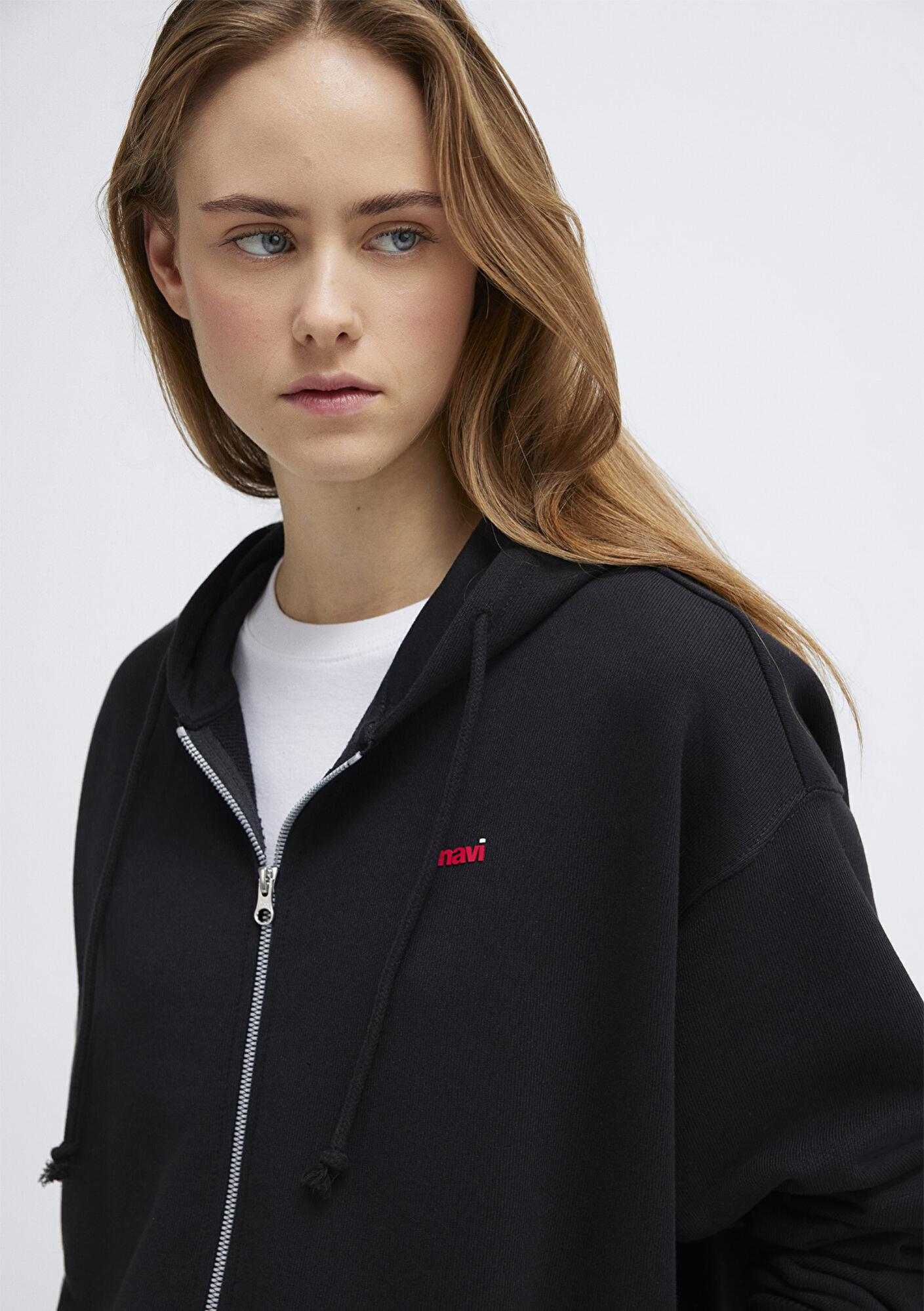 Mavi Mavi Logo Baskılı Kapüşonlu Siyah Sweatshirt 1S10531-900