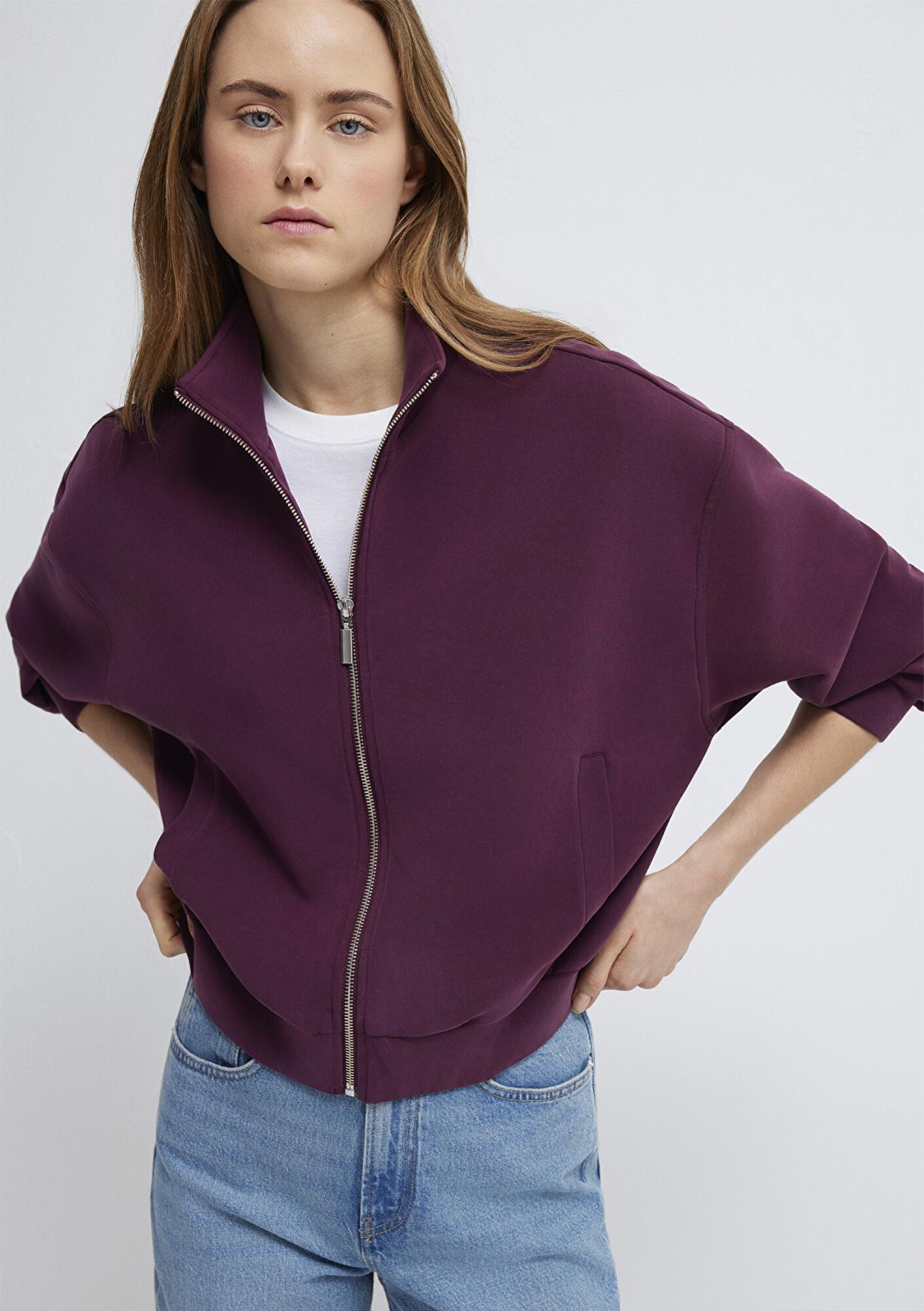 Mavi Fermuarlı Bordo (TENCEL™) Sweatshirt 1S10059-70434