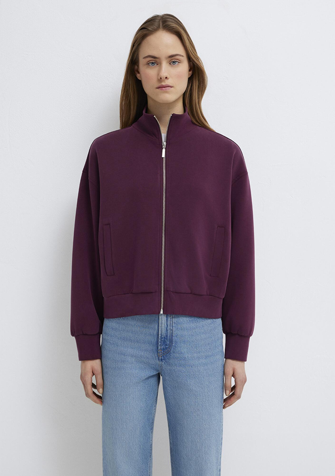 Mavi Fermuarlı Bordo (TENCEL™) Sweatshirt 1S10059-70434