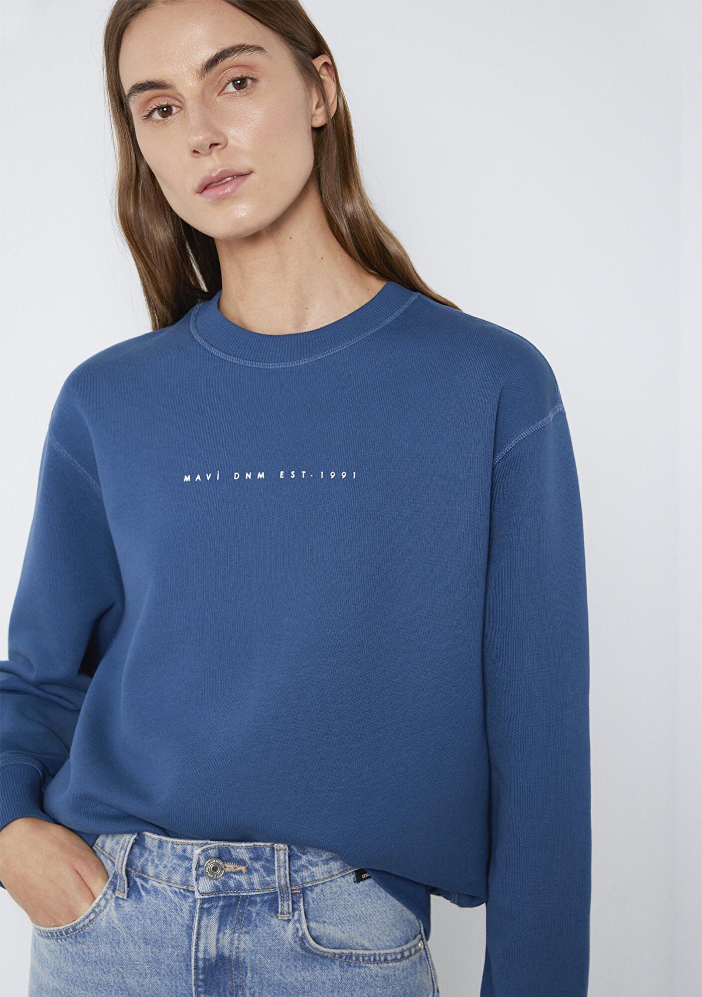 Mavi Mavi Denim Baskılı Mavi Sweatshirt 1S10525-70760