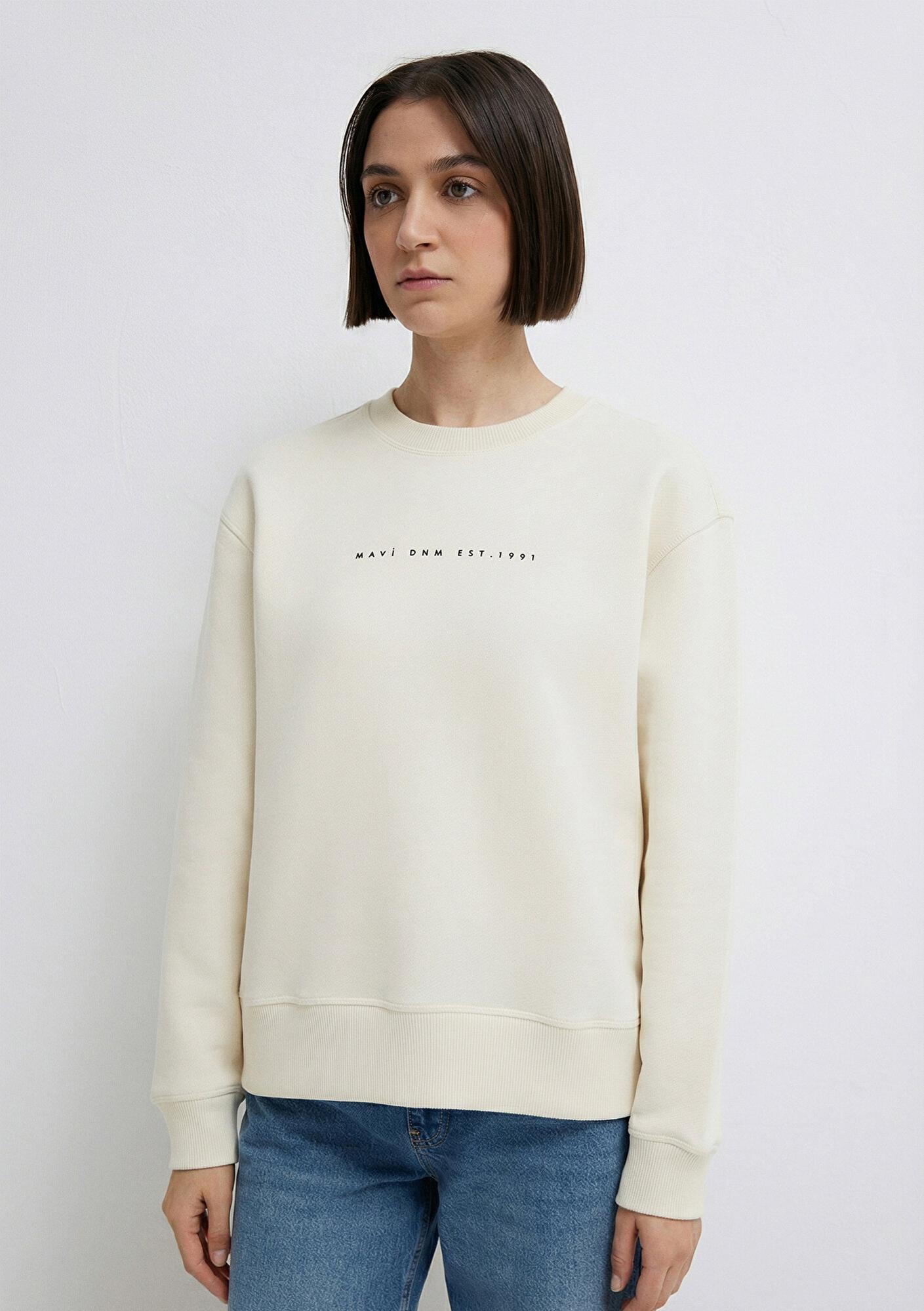 Mavi Mavi Denim Baskılı Ekru Sweatshirt 1S10525-80194