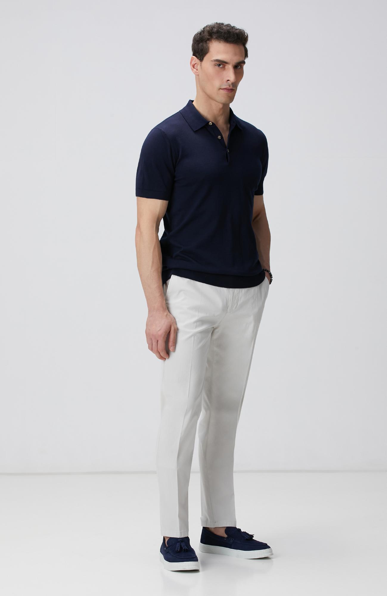 Network Erkek Lacivert Polo Yaka Triko Kazak