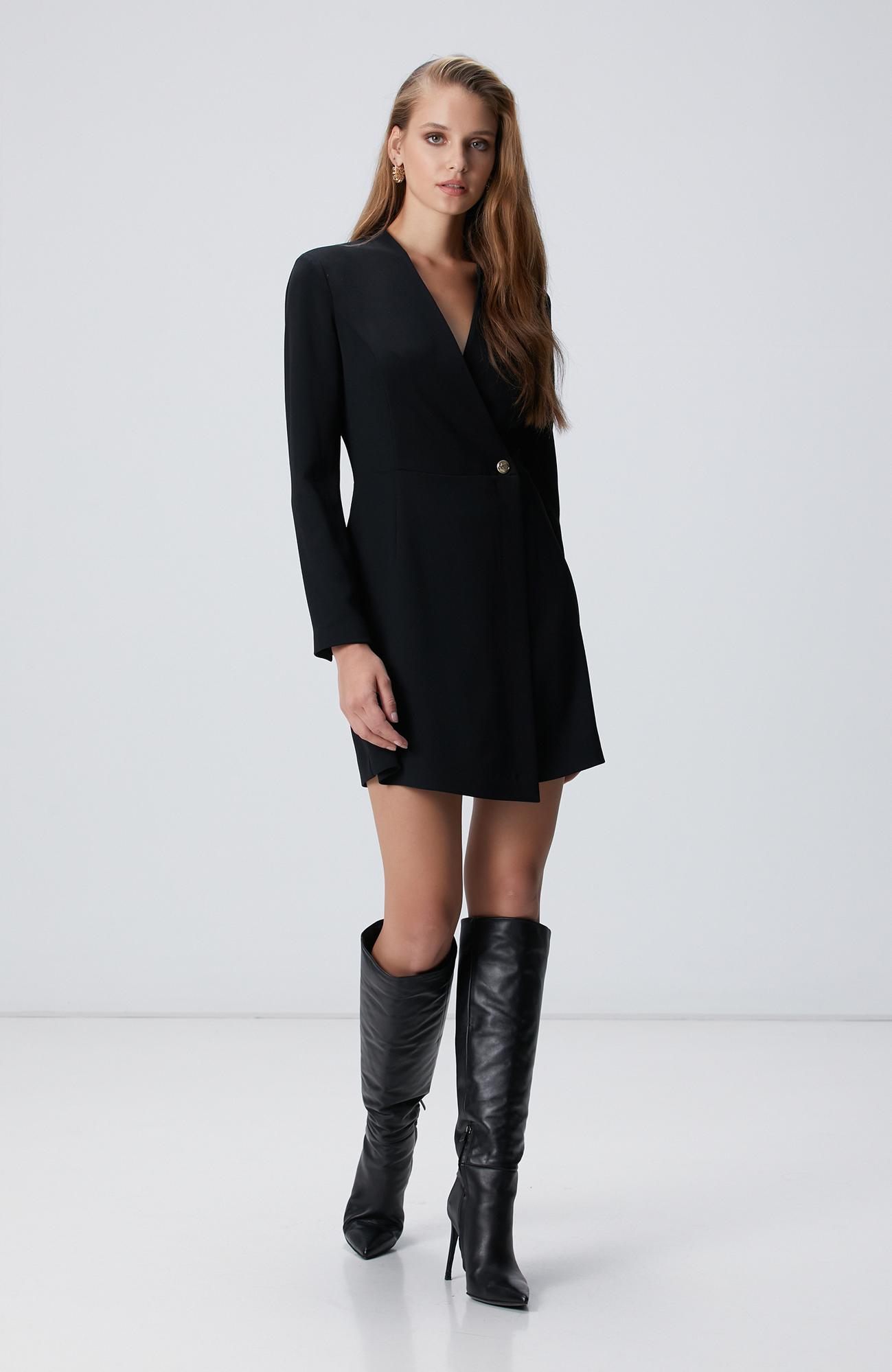 Network Kadın Siyah Aksesuarlı Mini Elbise