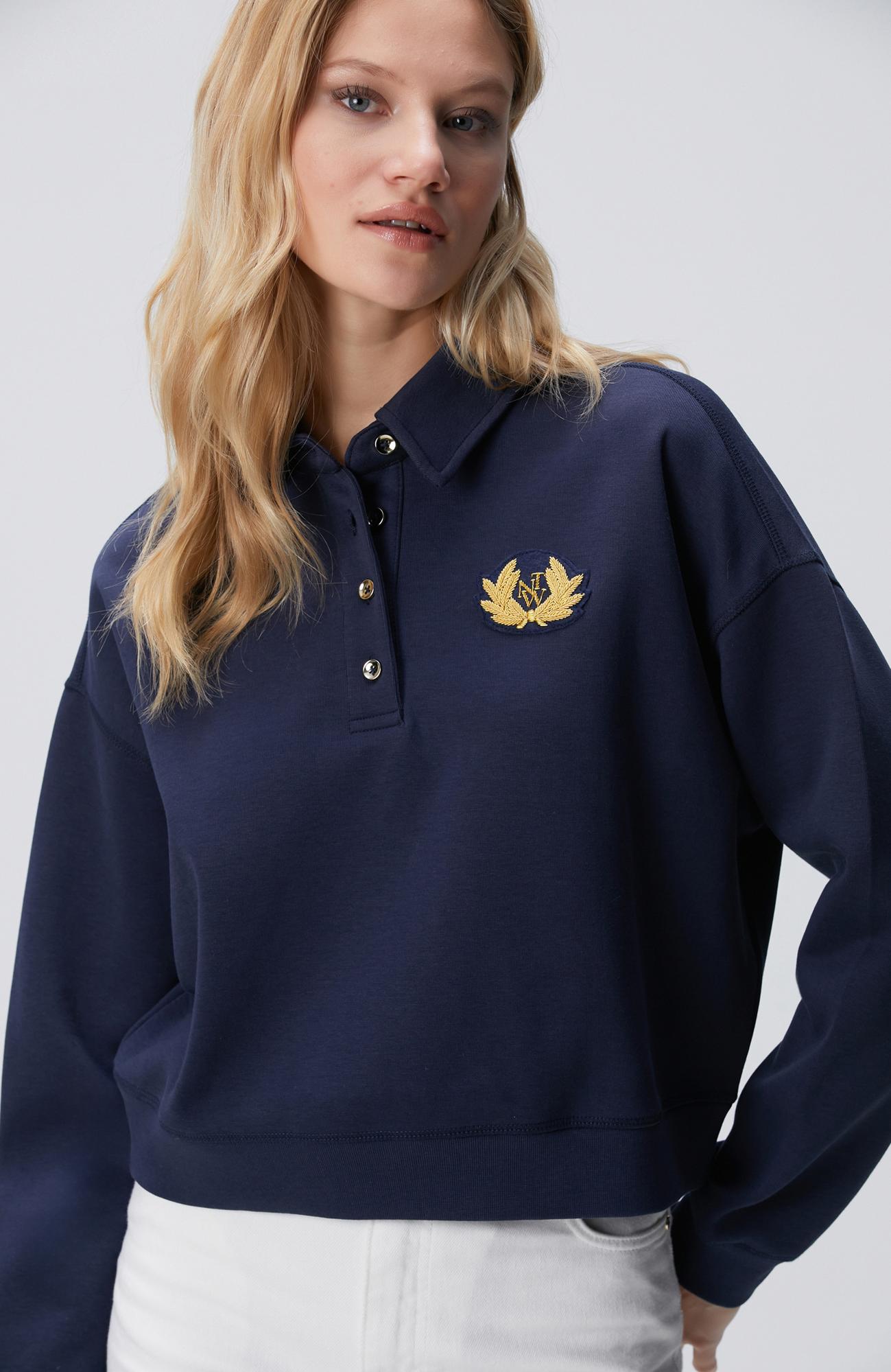 Network Kadın Lacivert Patch Detaylı Sweatshirt