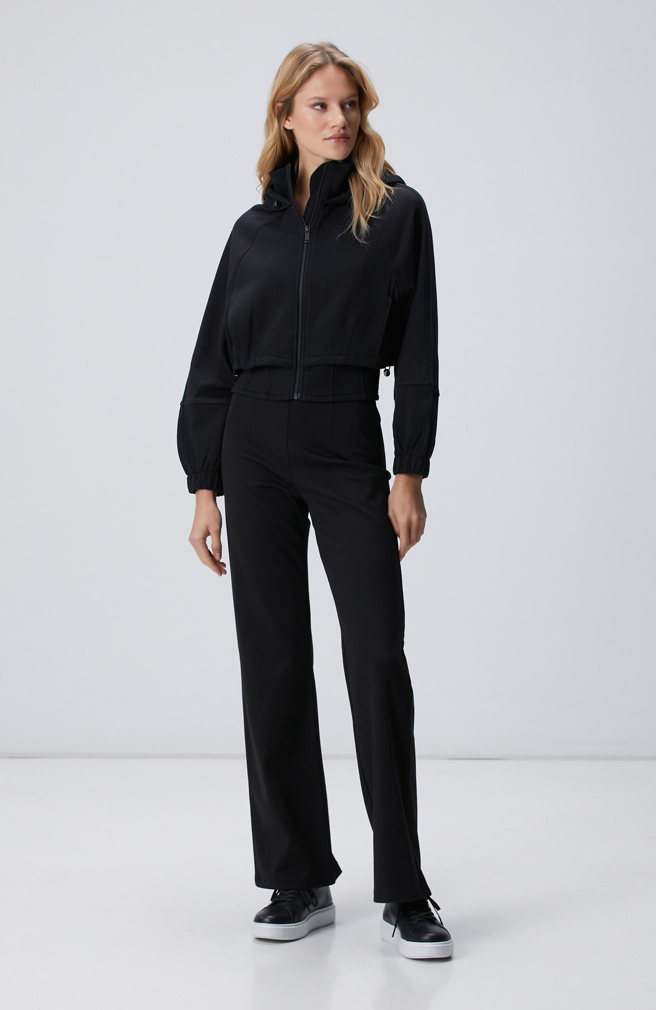 Network Kadın N-Tech Siyah Crop Sweatshirt