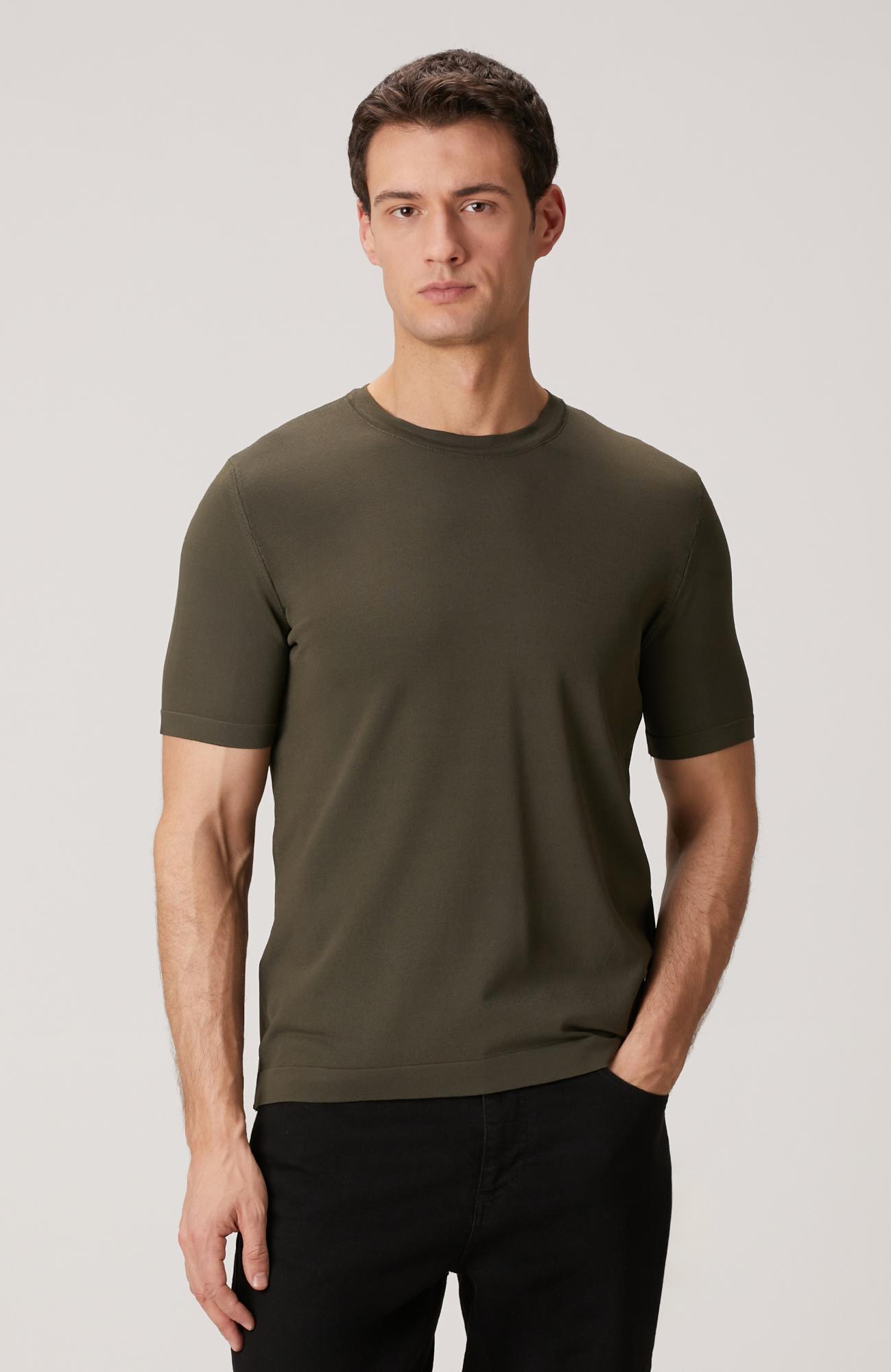 Network Erkek Haki Kısa Kollu Kazak