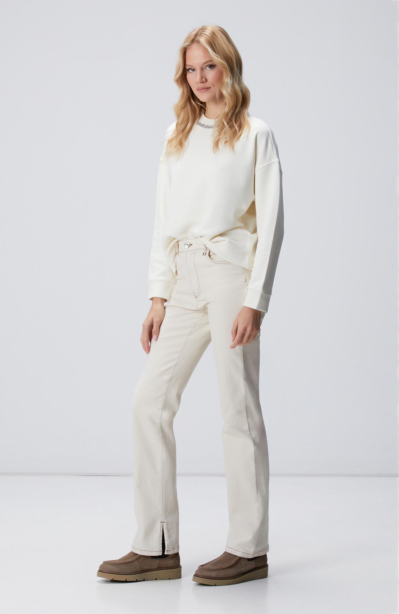 Network Kadın Kırık Beyaz Yakası Taş İşlemeli Sweatshirt