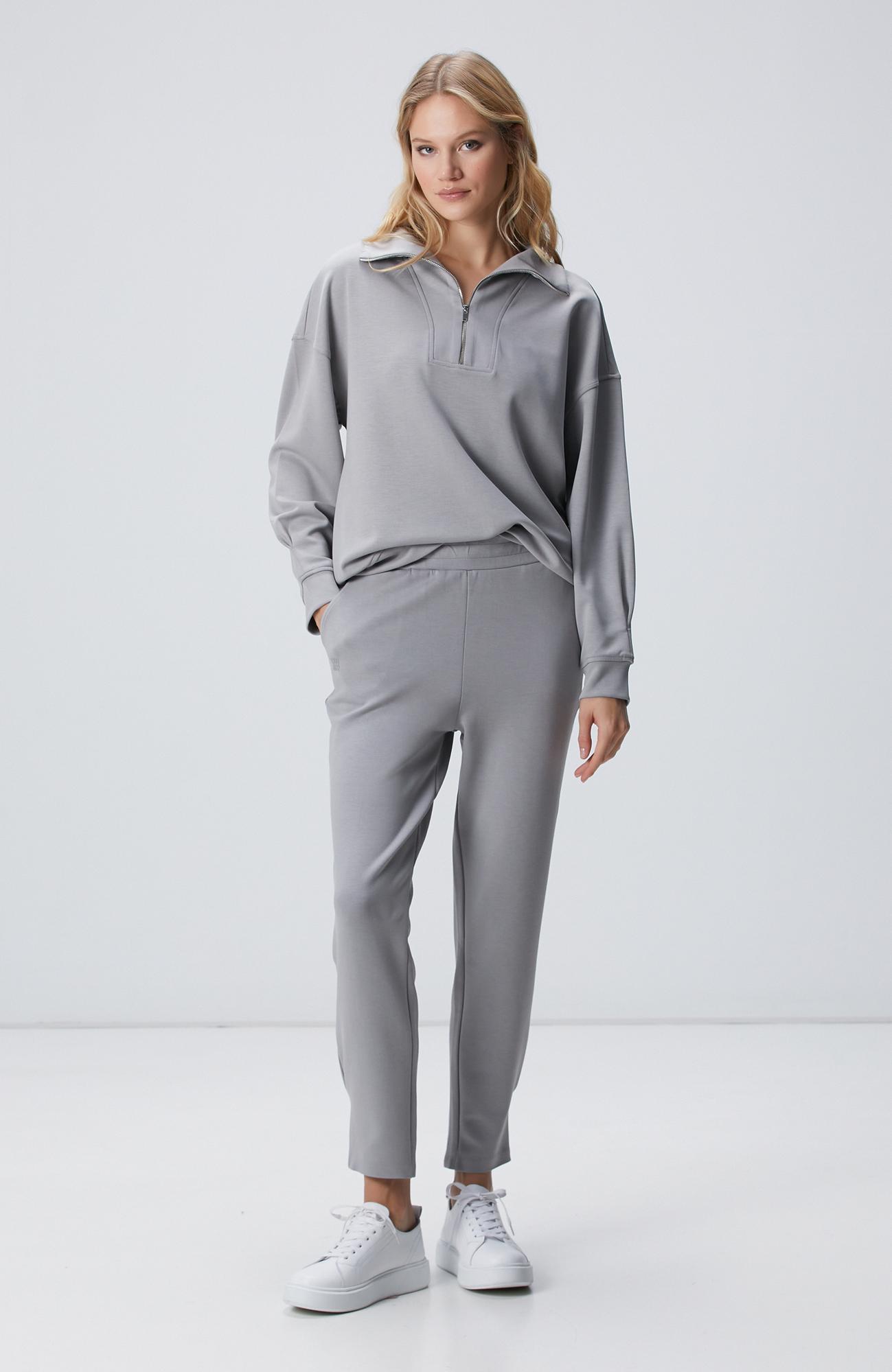 Network Kadın Gri Fermuarlı Sweatshirt