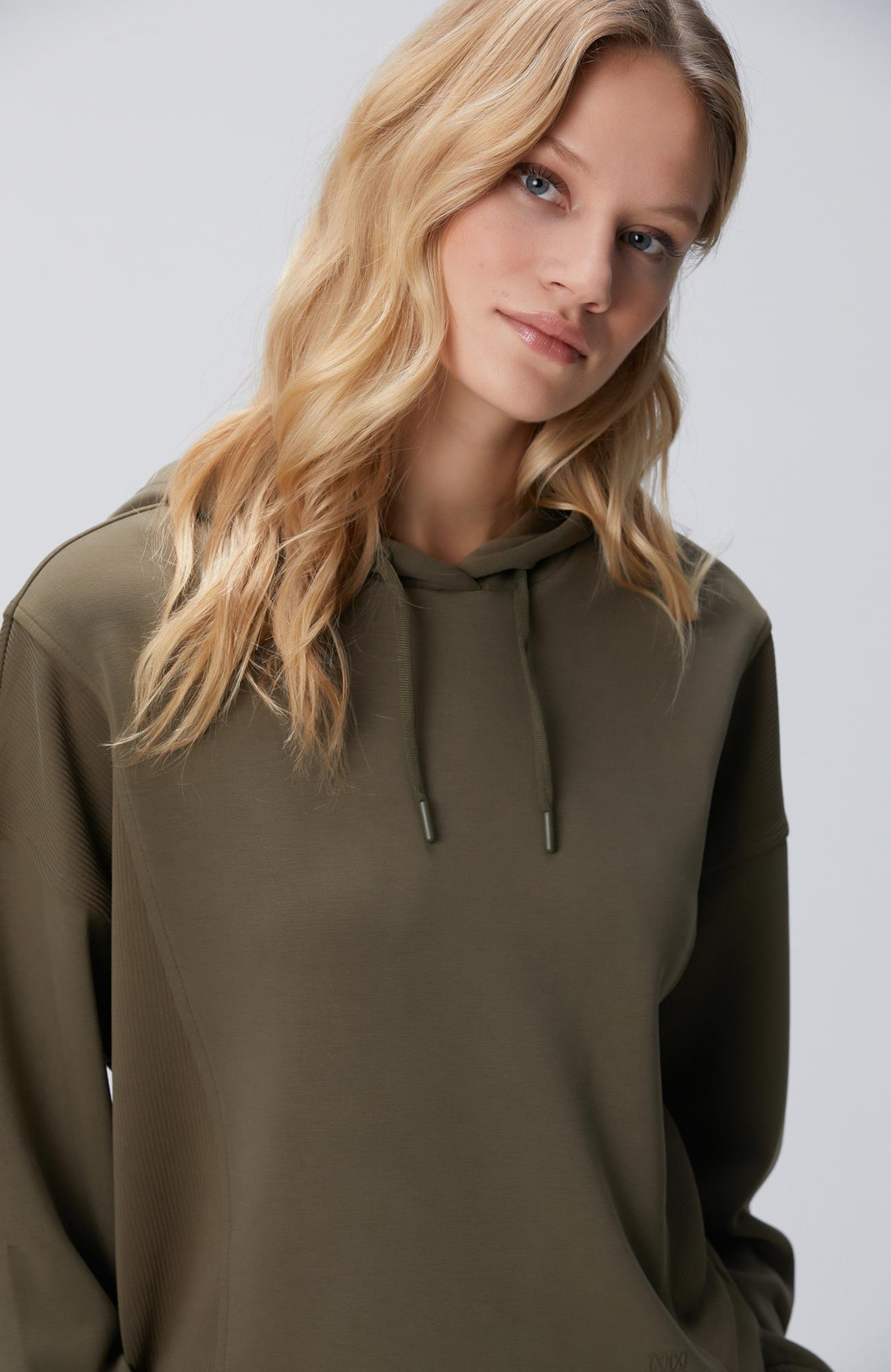 Network Kadın Haki Kapüşonlu Sweatshirt