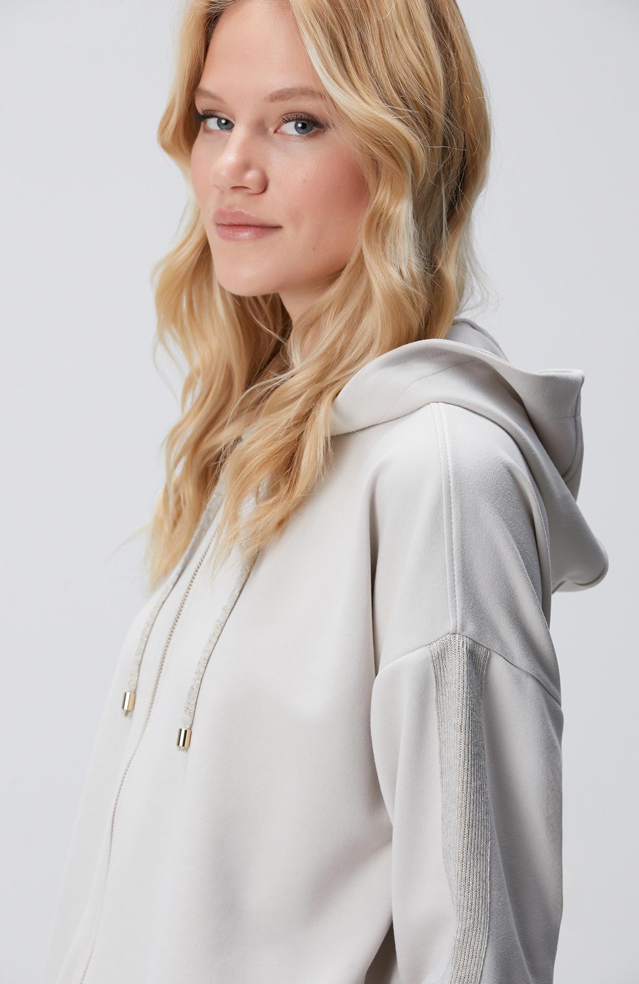 Network Kadın Bej Kapüşonlu Triko Garnili Sweatshirt