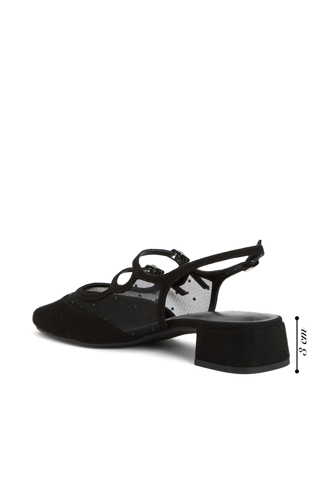 Divarese Kadın Siyah Tül Detaylı Mary Jane Babet