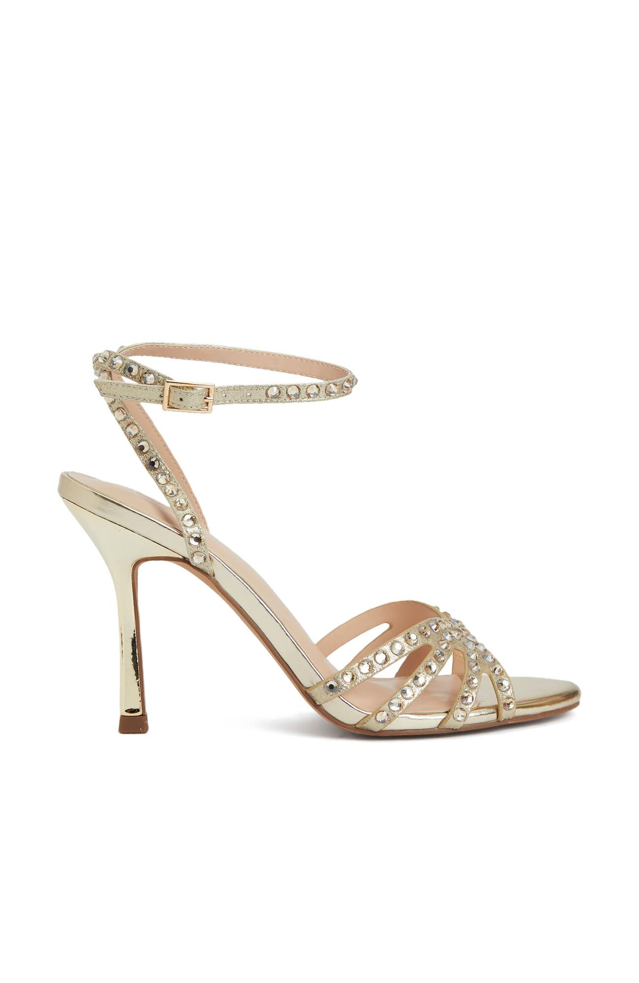 Divarese Kadın Gold Bantlı Topuklu Sandalet