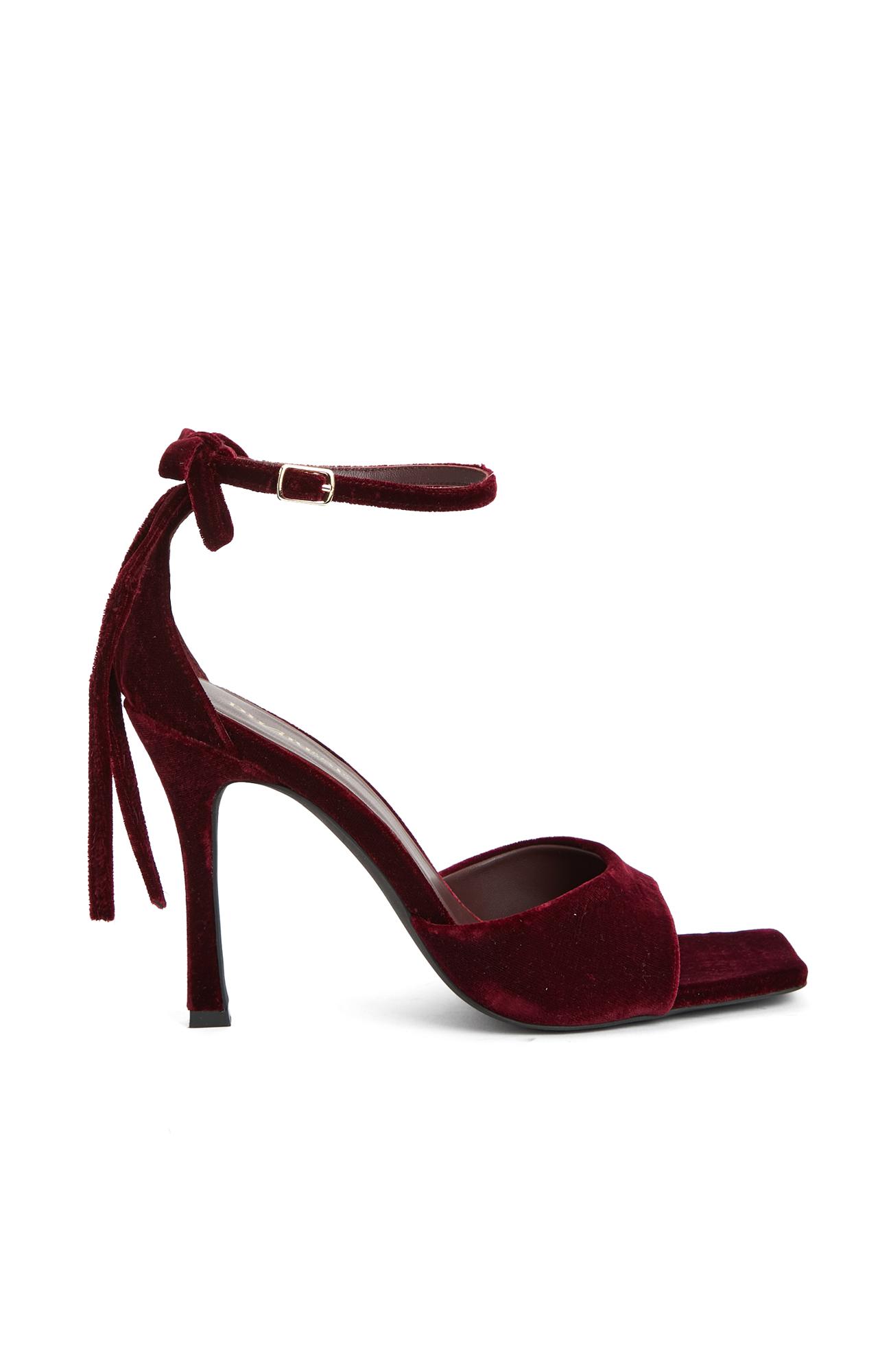 Divarese Kadın Bordo Bantlı Topuklu Sandalet