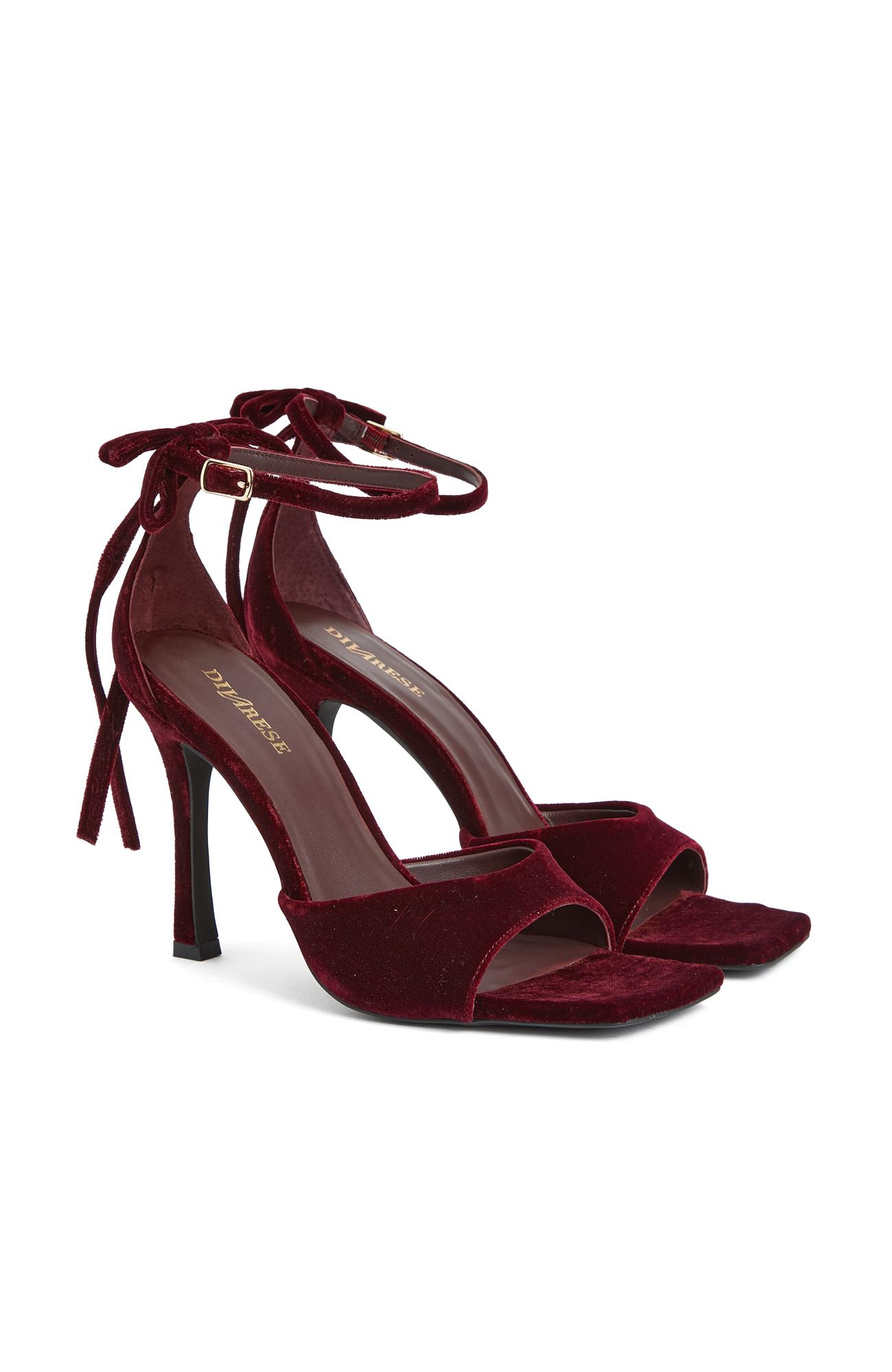 Divarese Kadın Bordo Bantlı Topuklu Sandalet