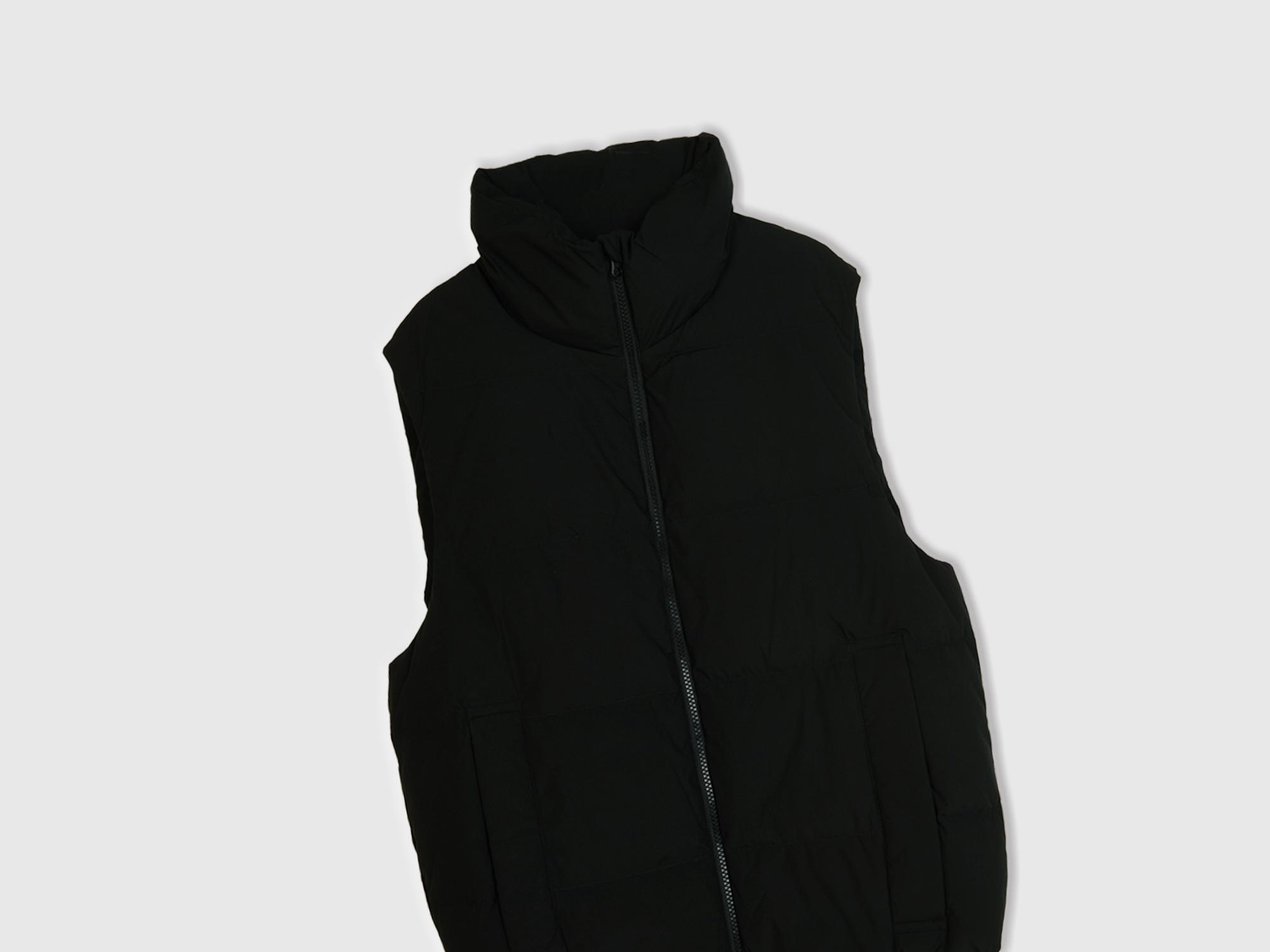 Erkek Siyah Kaz Tüyü Dolgulu Yelek