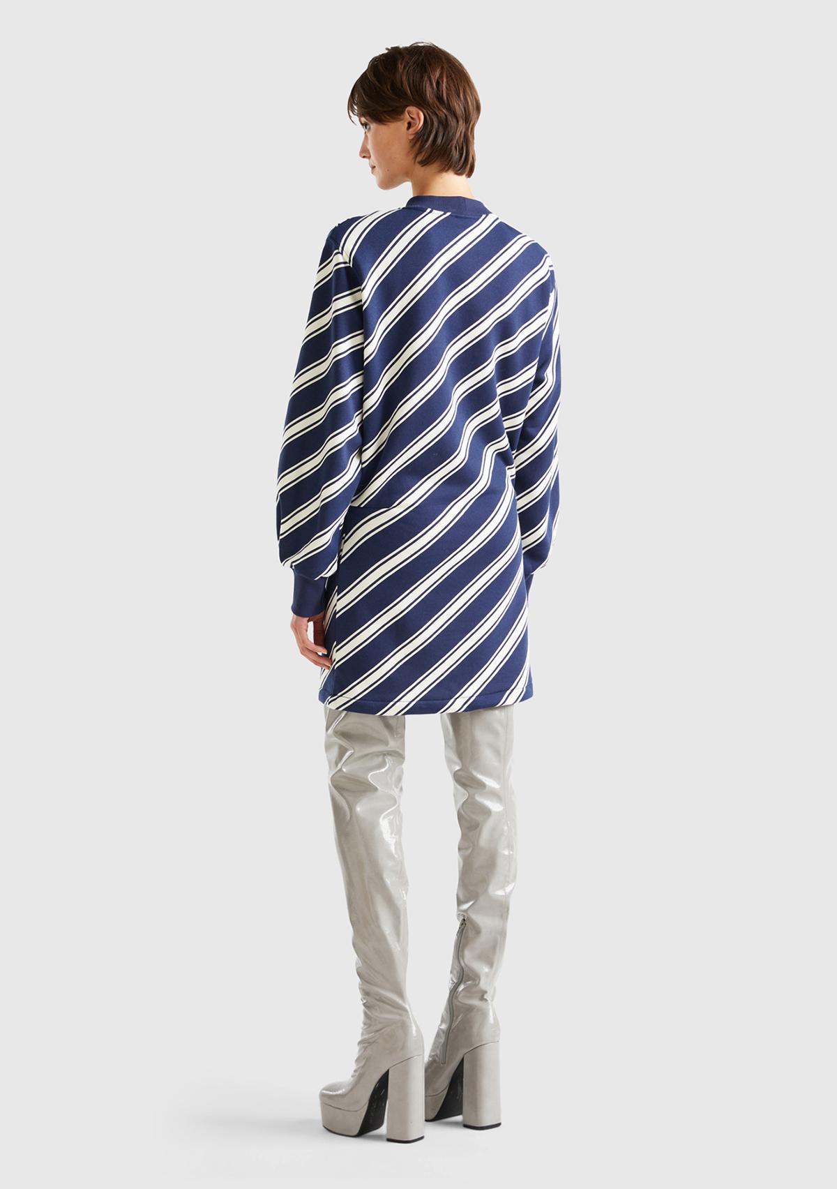 Kadın Lacivert Mix Uzun Kollu Polarlı Mini Elbise