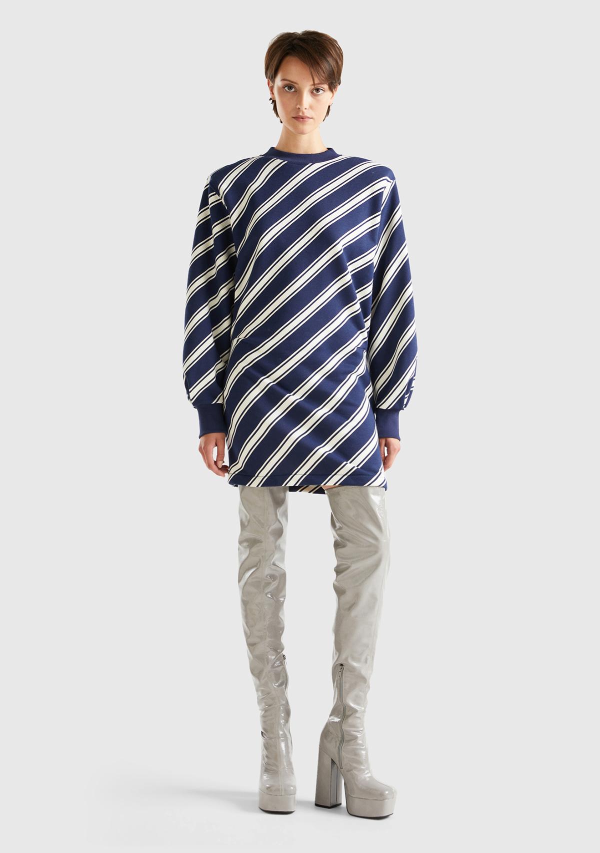 Kadın Lacivert Mix Uzun Kollu Polarlı Mini Elbise