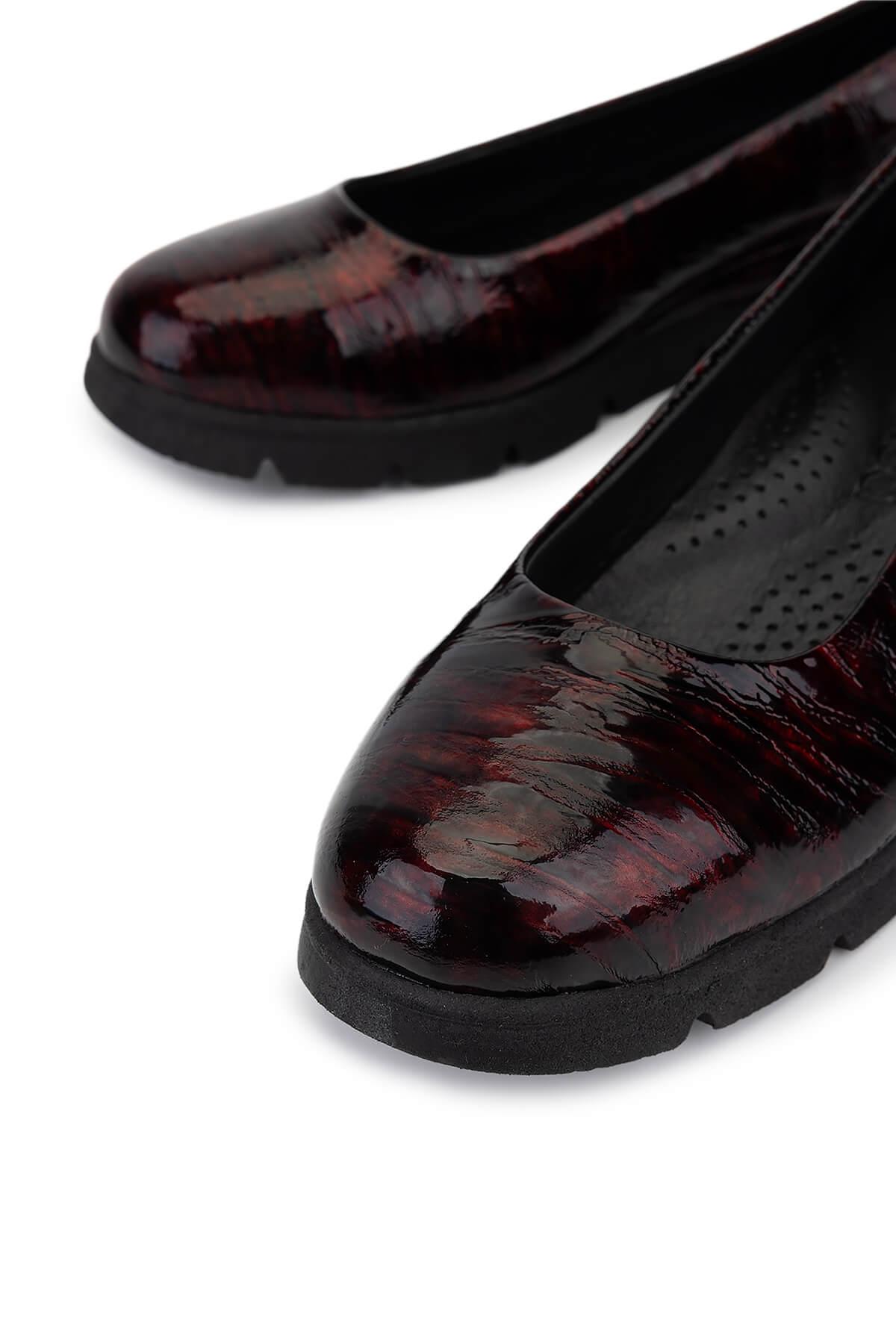 Tamer Tanca Kadın Hakiki Deri Bordo Comfort Ayakkabı