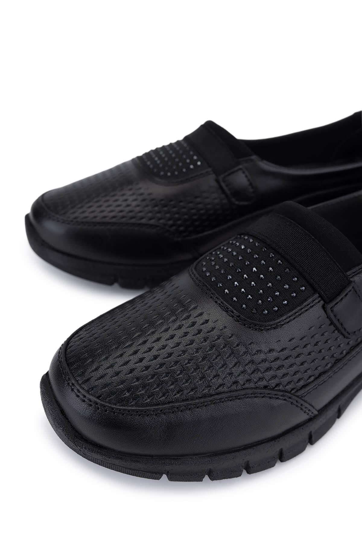 Tamer Tanca Kadın Hakiki Deri Siyah Comfort Ayakkabı