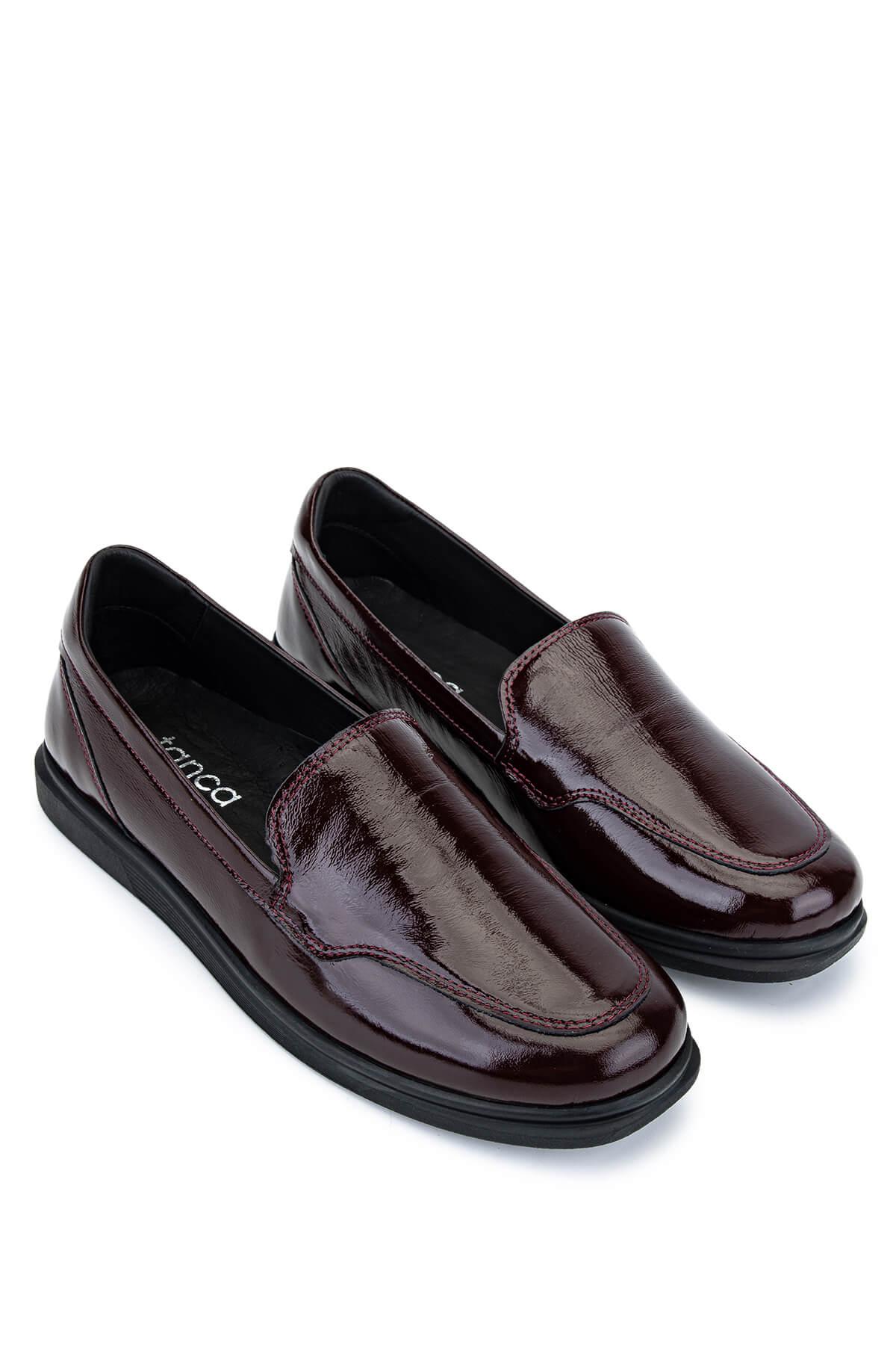 Tamer Tanca Kadın Hakiki Deri Bordo Rugan Comfort Ayakkabı