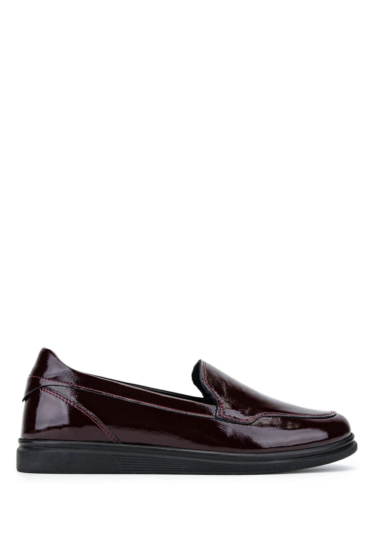 Tamer Tanca Kadın Hakiki Deri Bordo Rugan Comfort Ayakkabı