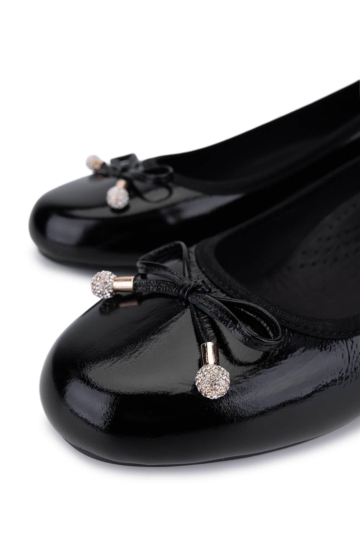 Tamer Tanca Kadın Hakiki Deri Siyah Rugan Comfort Ayakkabı