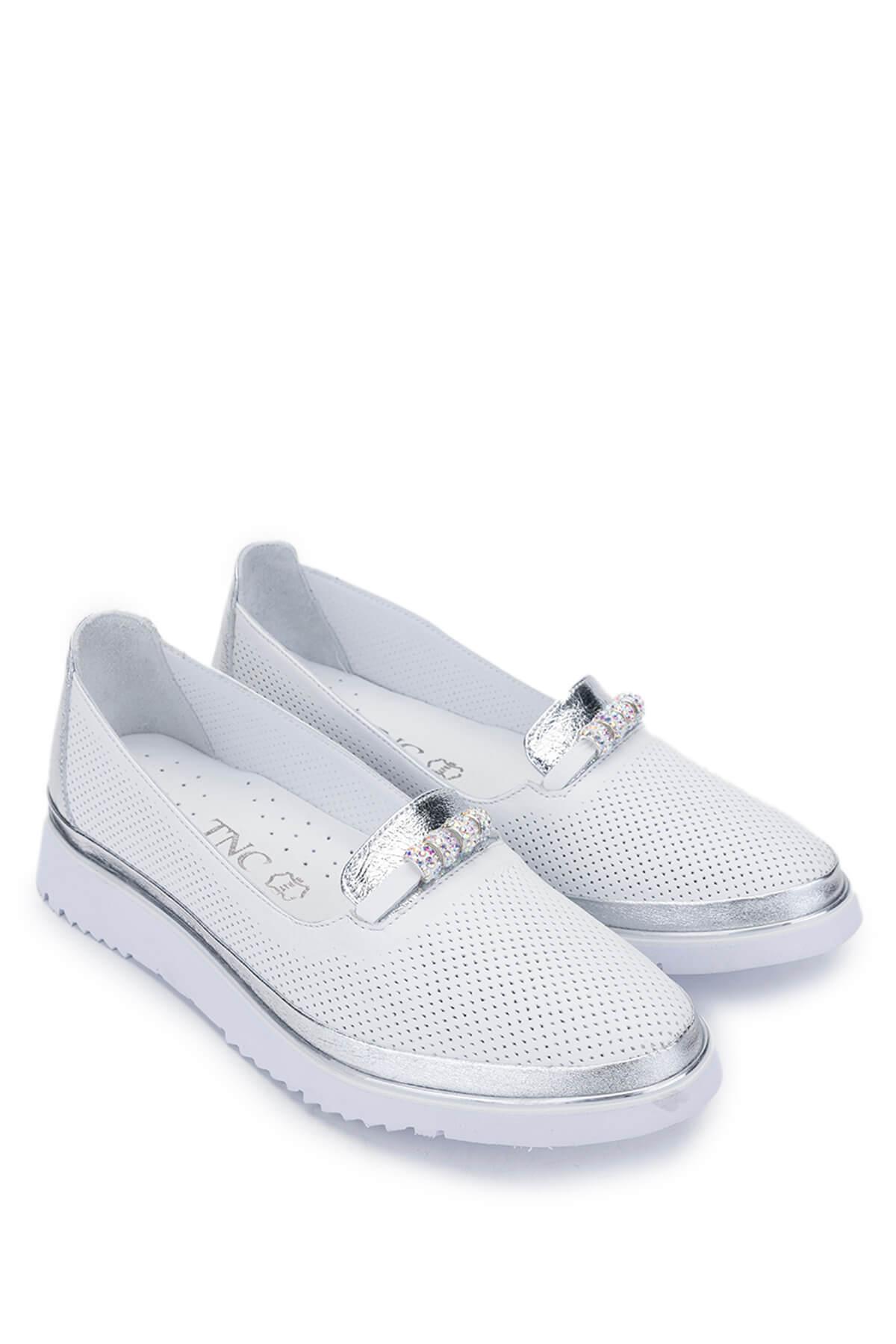 Tamer Tanca Kadın Hakiki Deri Beyaz Comfort Ayakkabı