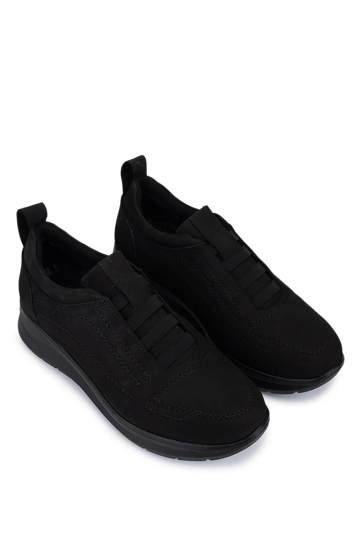 Tamer Tanca Kadın Hakiki Deri Siyah Nubuk Comfort Ayakkabı