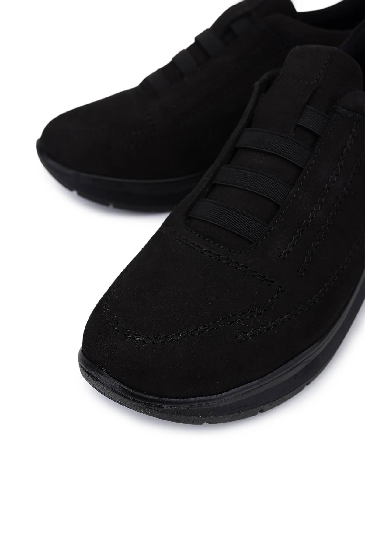 Tamer Tanca Kadın Hakiki Deri Siyah Nubuk Comfort Ayakkabı