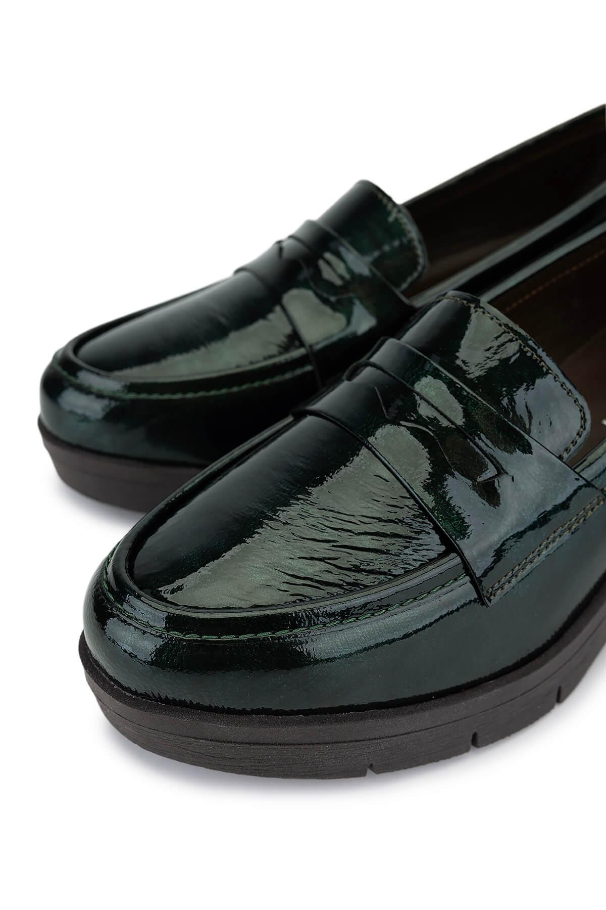 Tamer Tanca Kadın Hakiki Deri Yeşil Kroko Comfort Ayakkabı