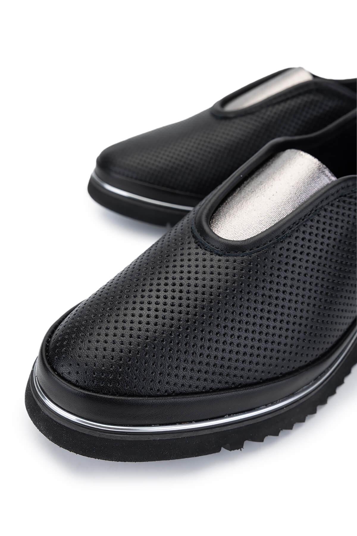 Tamer Tanca Kadın Hakiki Deri Siyah Comfort Ayakkabı