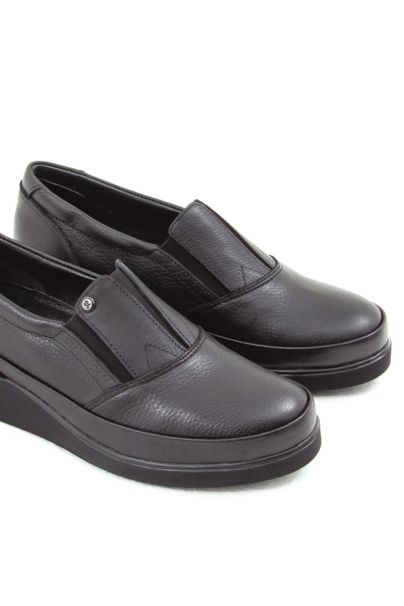 Tamer Tanca Kadın Hakiki Deri Siyah Comfort Ayakkabı