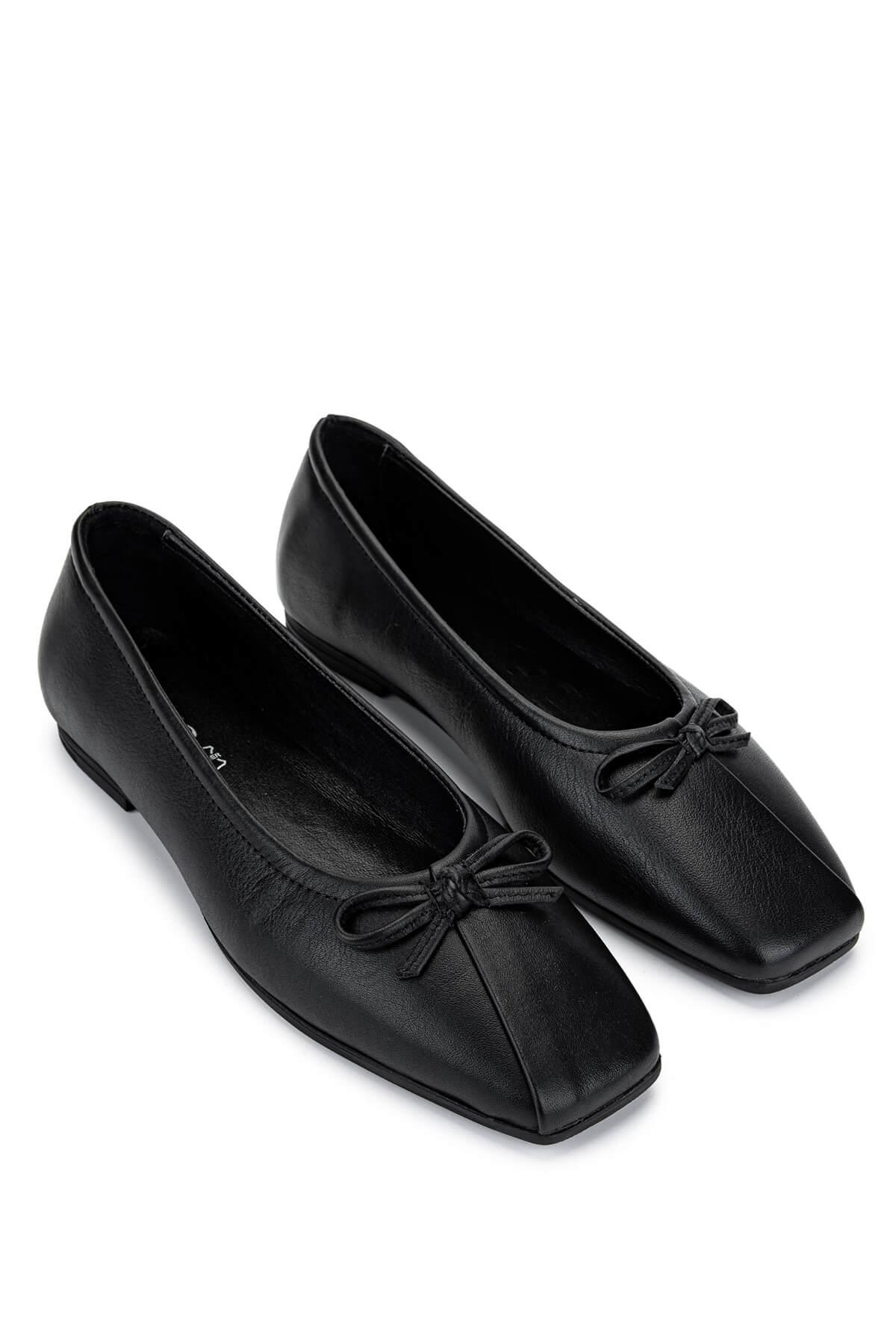 Tamer Tanca Kadın Hakiki Deri Siyah Deri Babet Ayakkabı