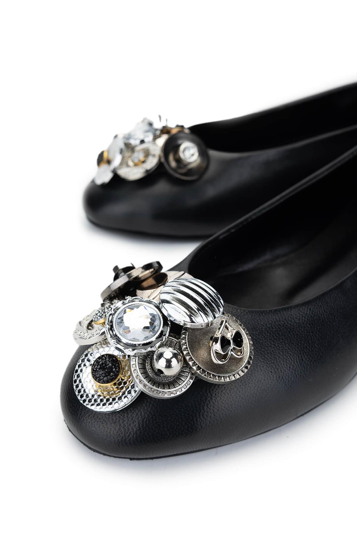 Tamer Tanca Kadın Hakiki Deri Siyah Babet Ayakkabı