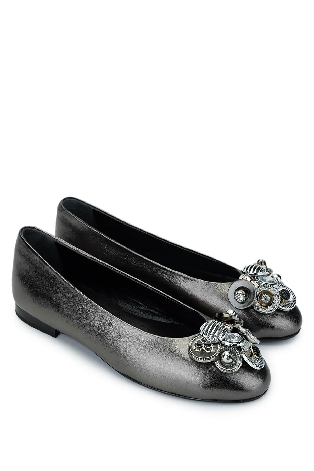 Tamer Tanca Kadın Hakiki Deri Gri Babet Ayakkabı