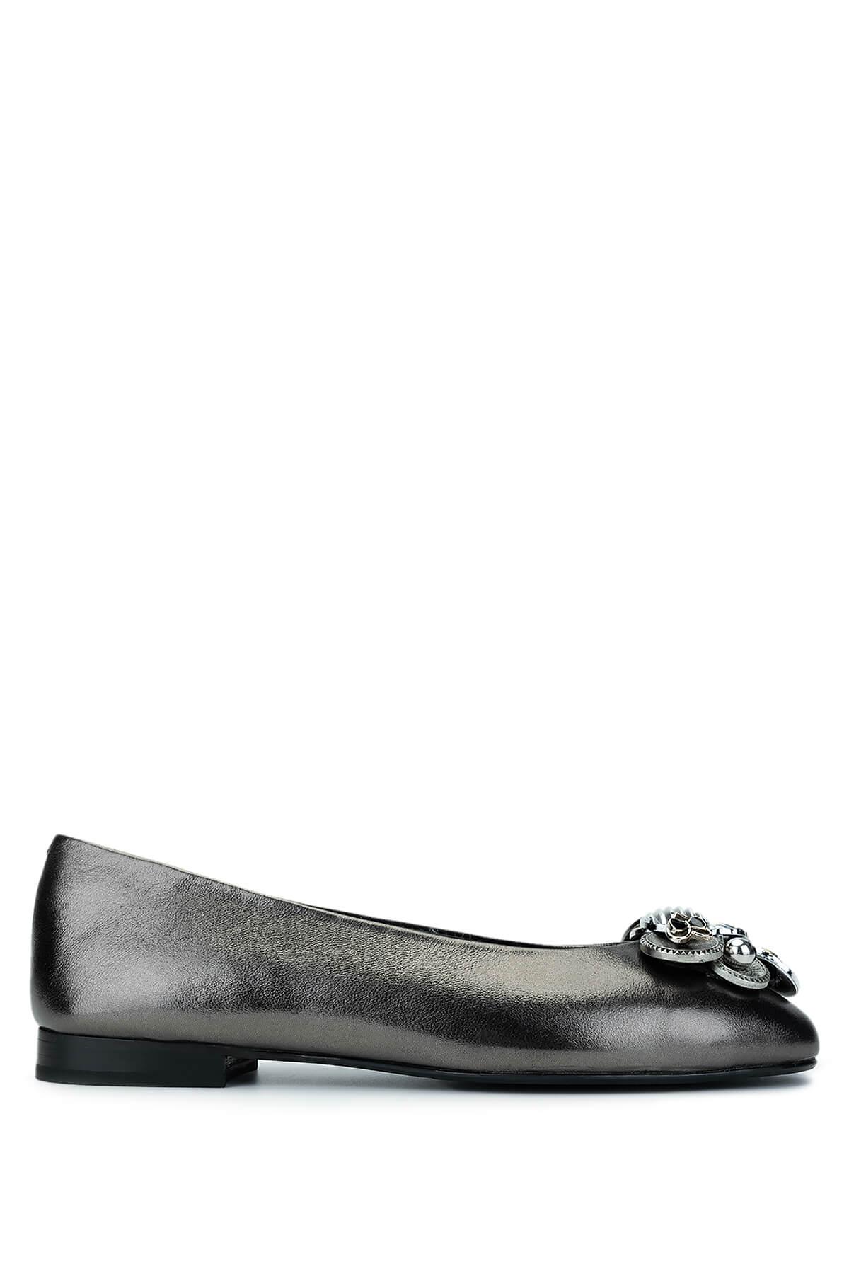 Tamer Tanca Kadın Hakiki Deri Gri Babet Ayakkabı