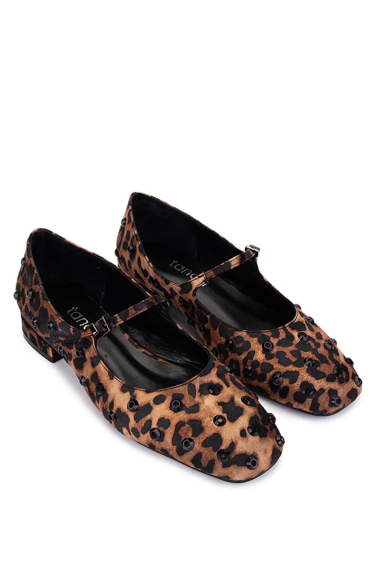 Tamer Tanca Kadın Hakiki Deri Leopar Babet Ayakkabı