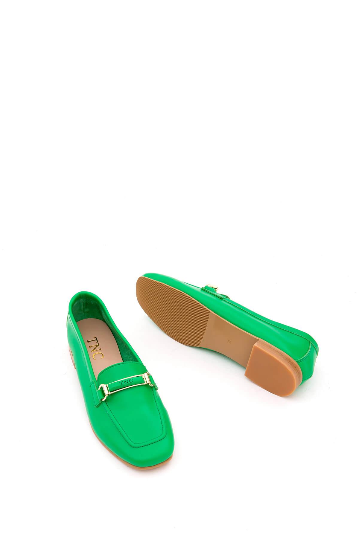 Tamer Tanca Kadın Hakiki Deri Yeşil Babet Ayakkabı