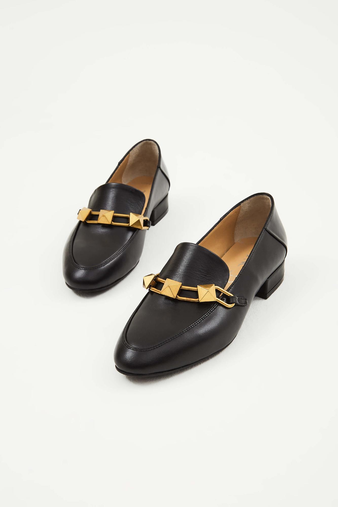 Tamer Tanca Kadın Hakiki Deri Siyah Deri Babet Ayakkabı