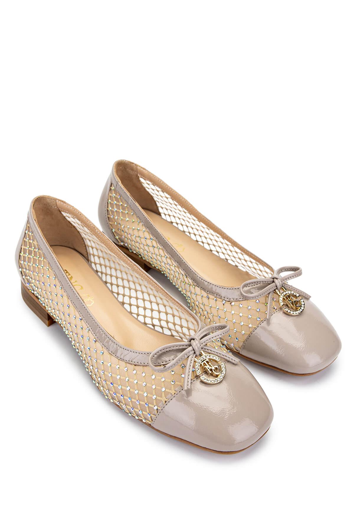 Tamer Tanca Kadın Deri & Tekstil Bej Babet Ayakkabı